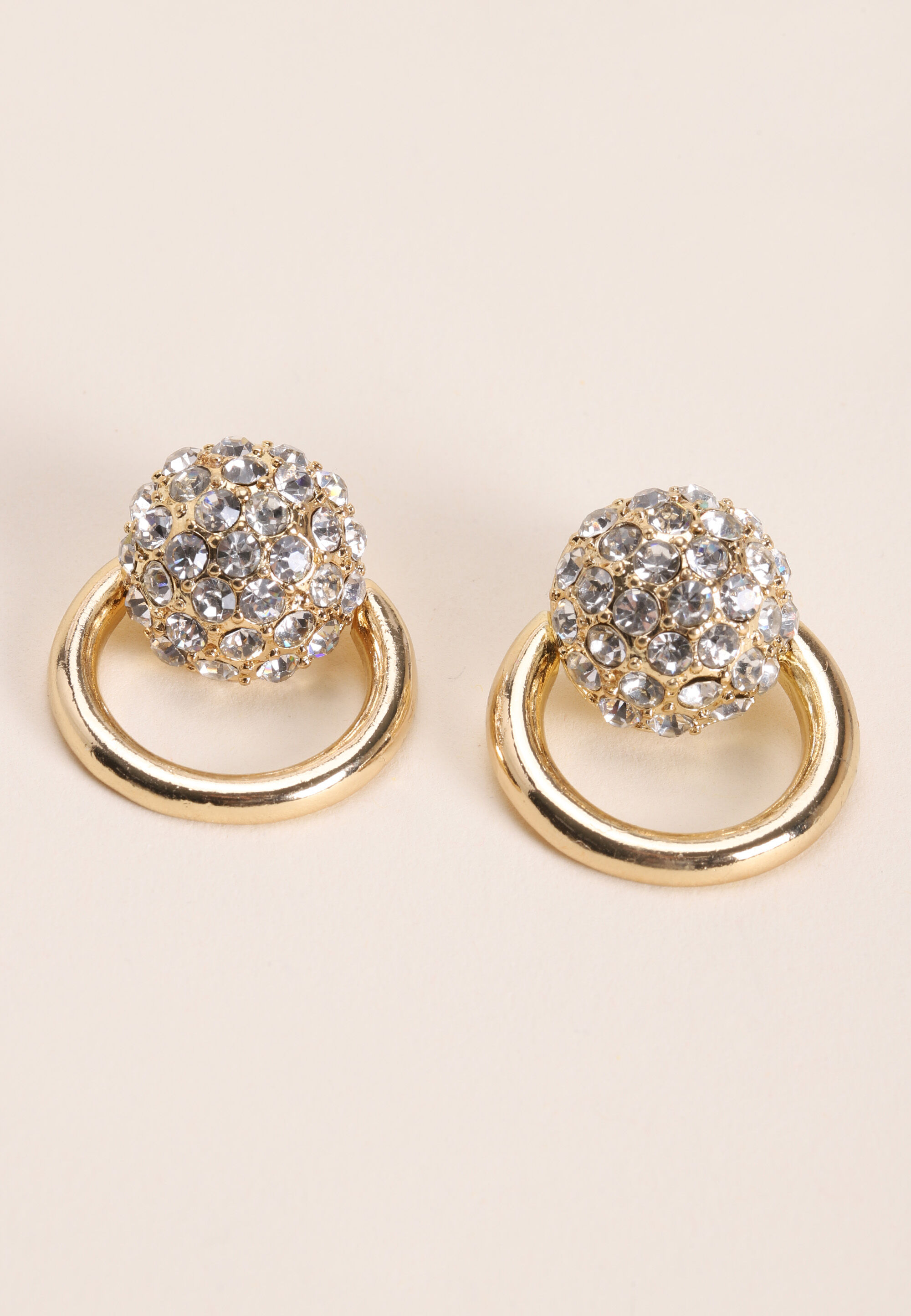 Womens Gold Diamante Door Knocker Earrings