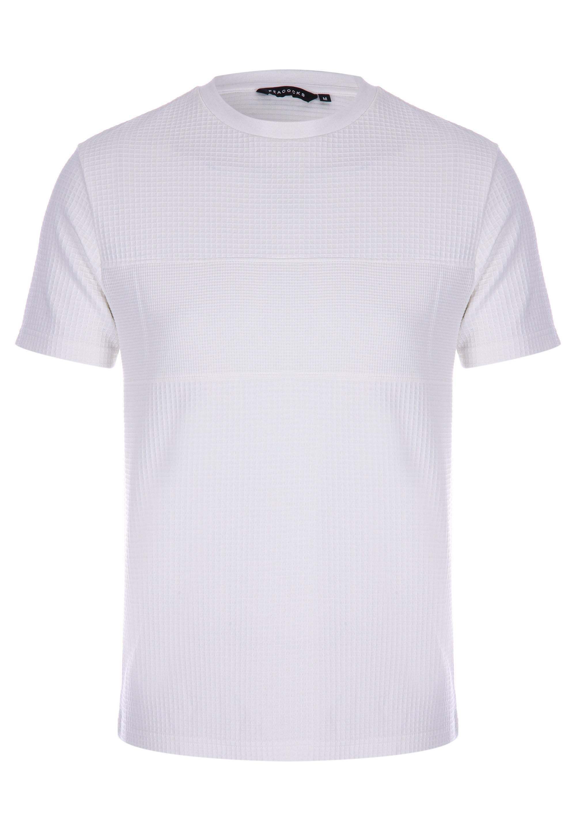 Mens Ecru Textured Crew Neck T-Shirt
