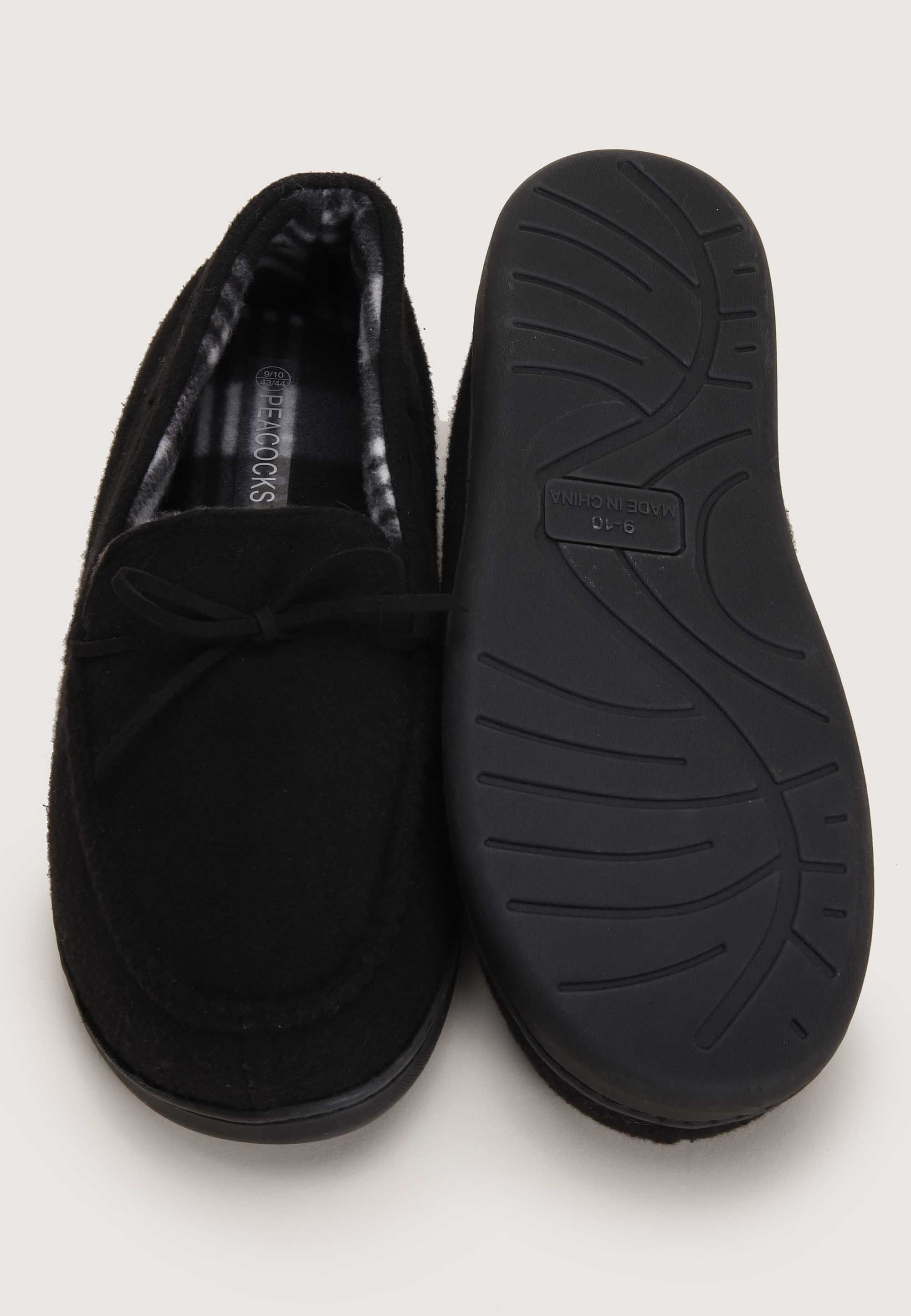 Mens Black Closed Back Mocassin Slippers