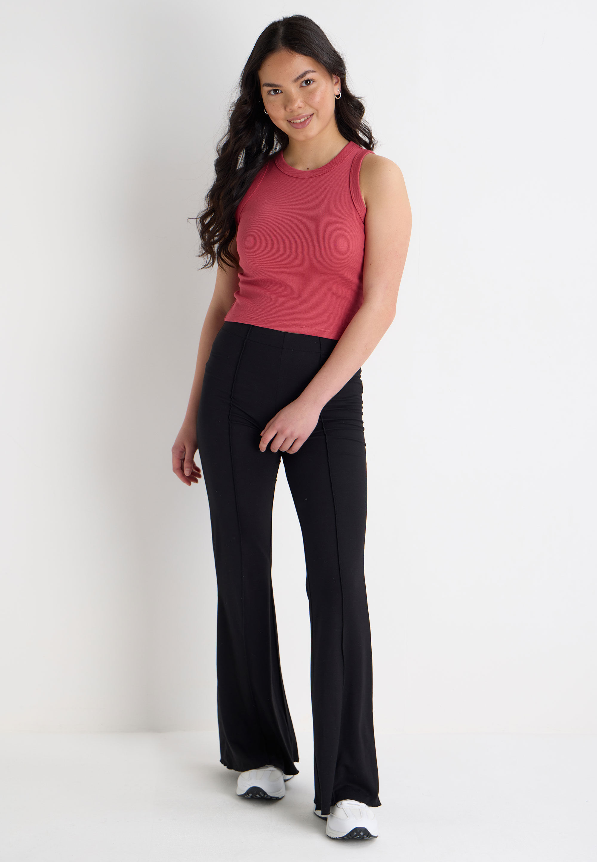 Older Girls Pink Ribbed Racer Vest Top