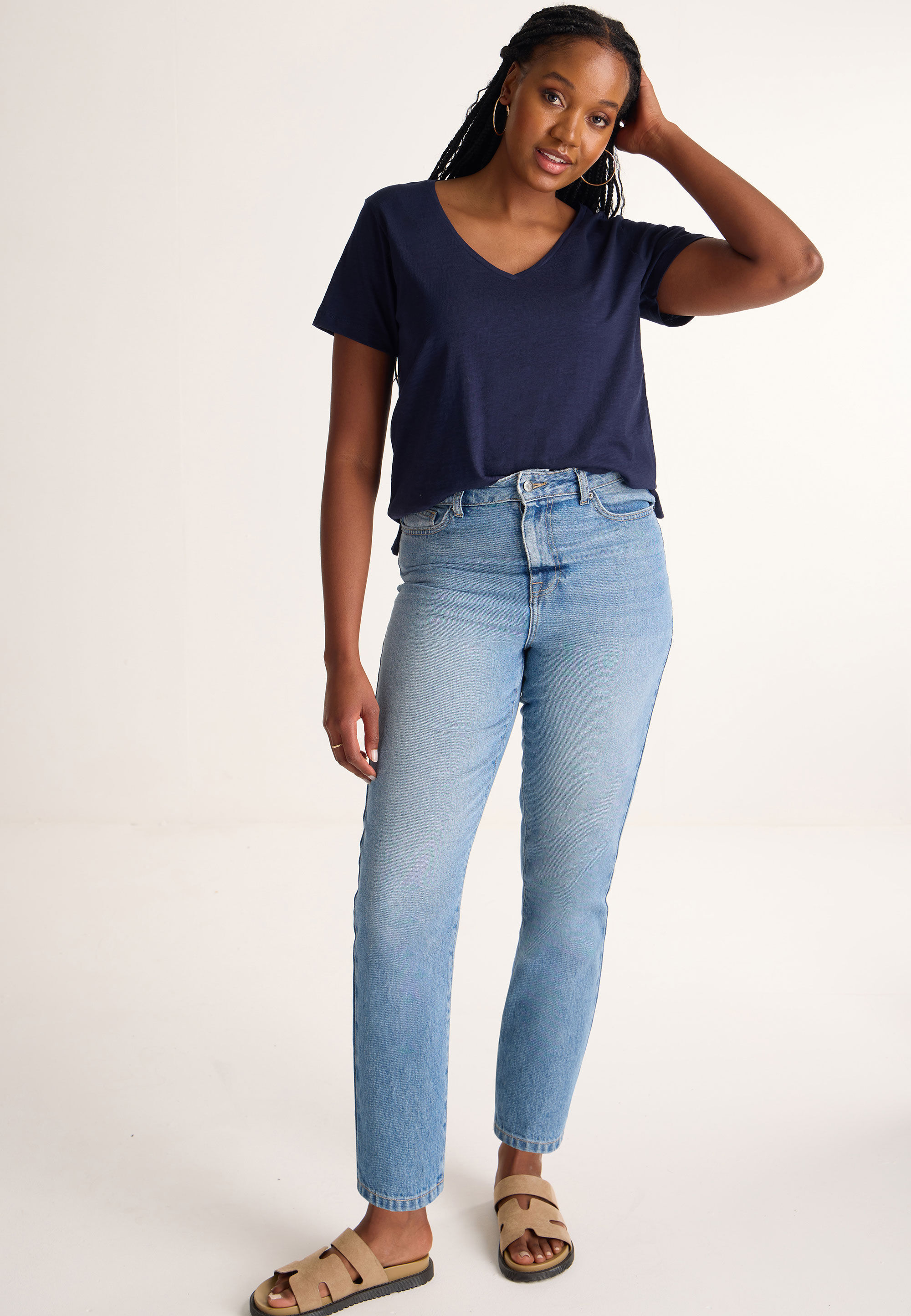 Womens Navy Loose Fit T-shirt