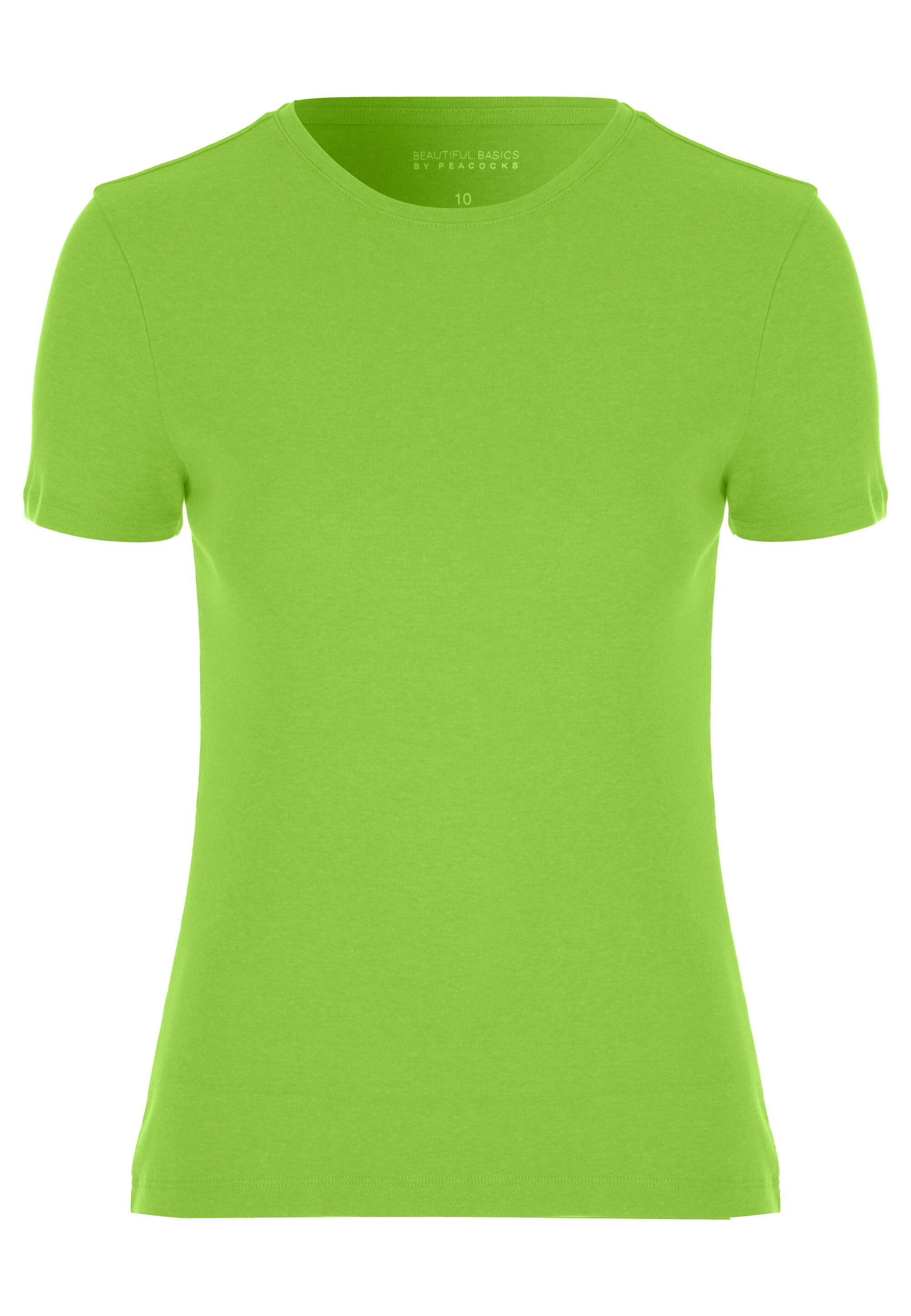 Womens Lime Green Plain Fitted Crew Neck Top
