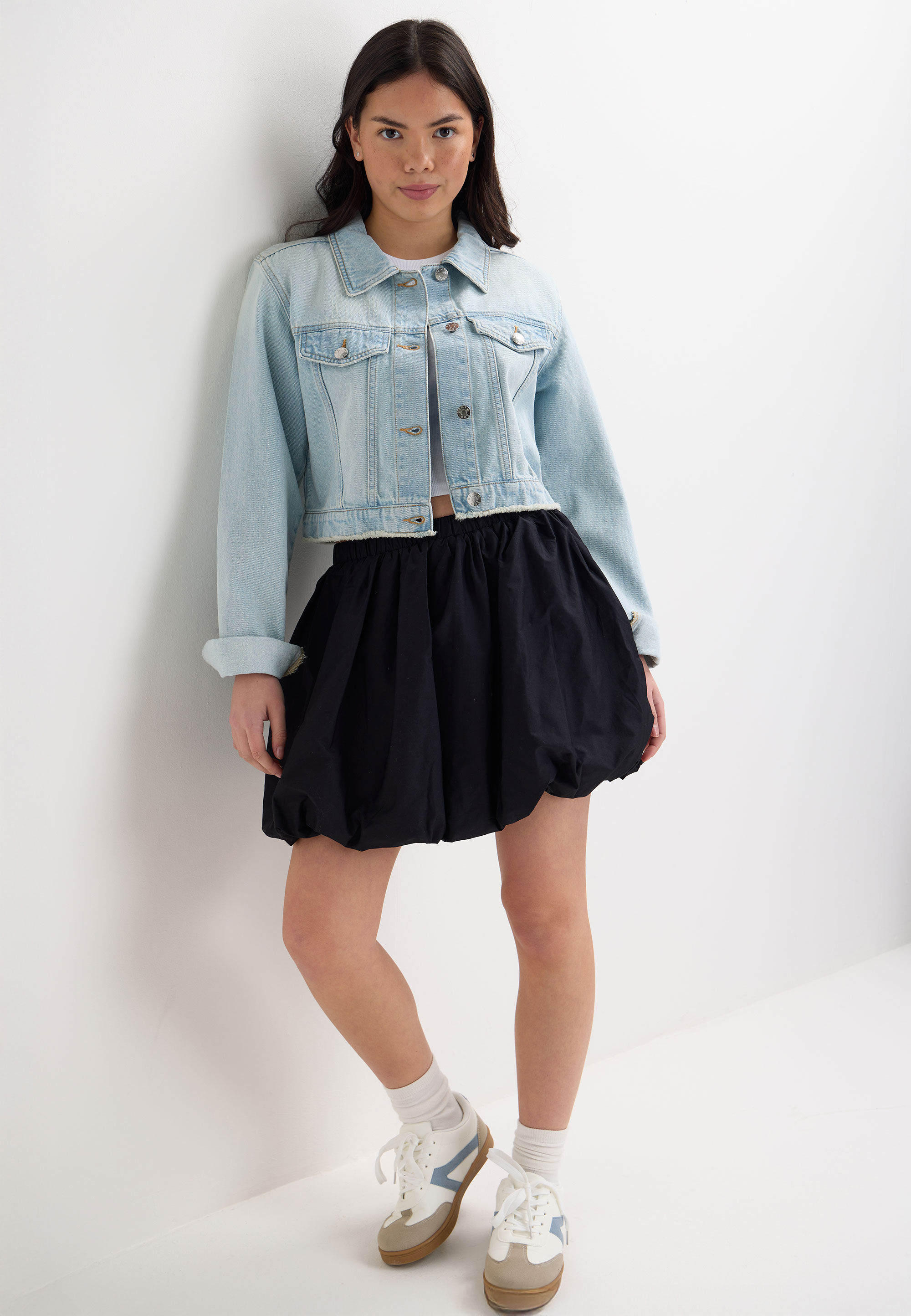 Older Girls Black Poplin Puffball Skirt