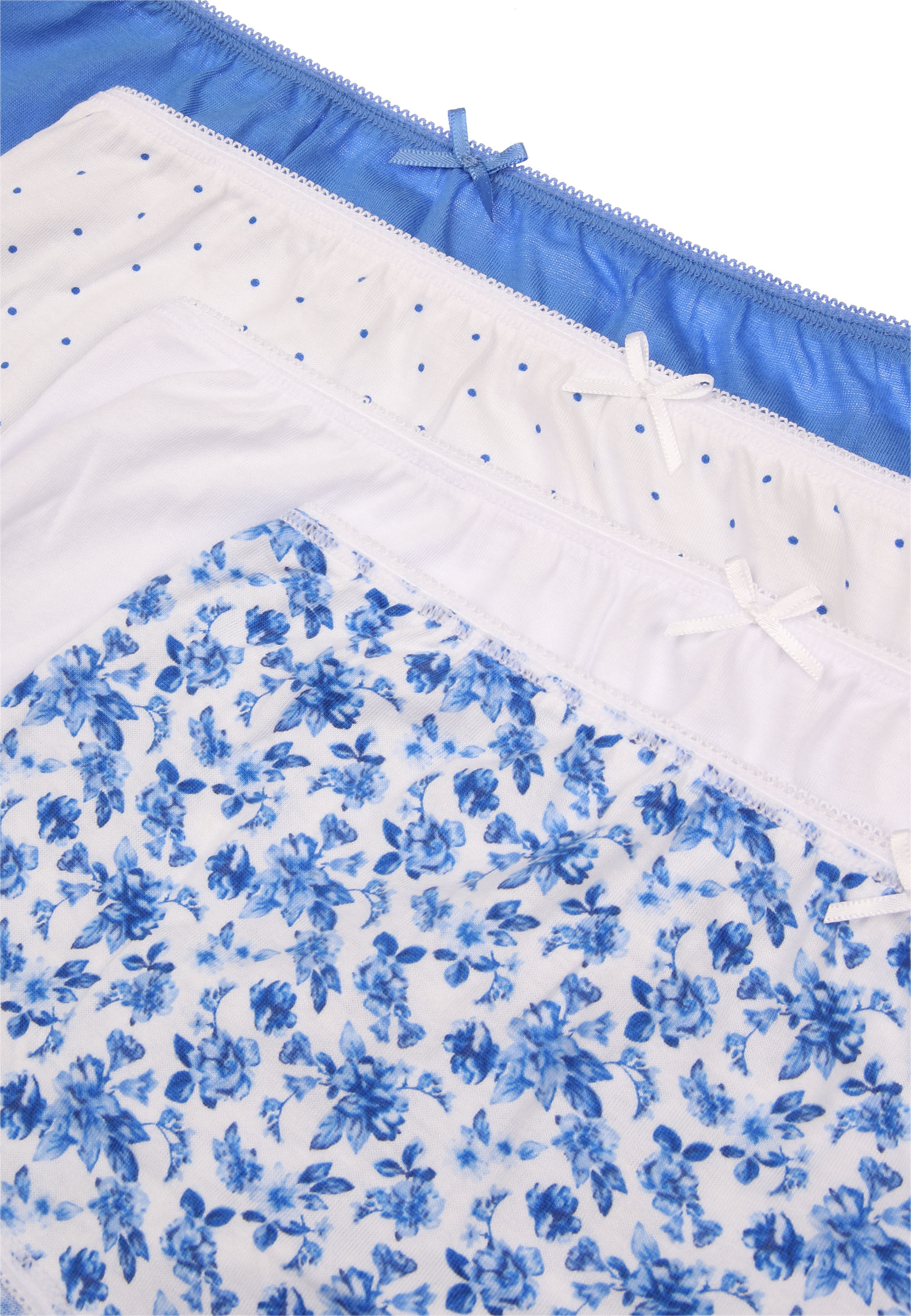 Womens 4pk Blue Floral Print Full Briefs