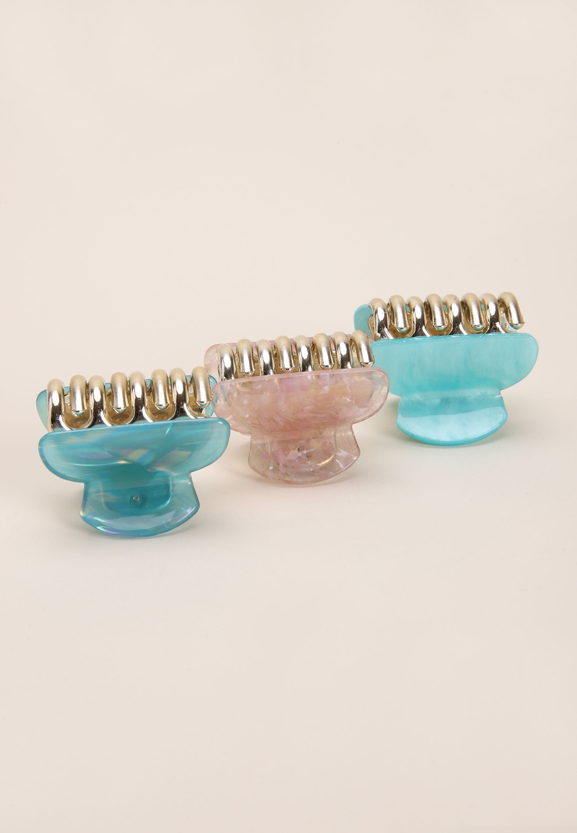 Womens Blue 3pk Mini Bulldog Clips