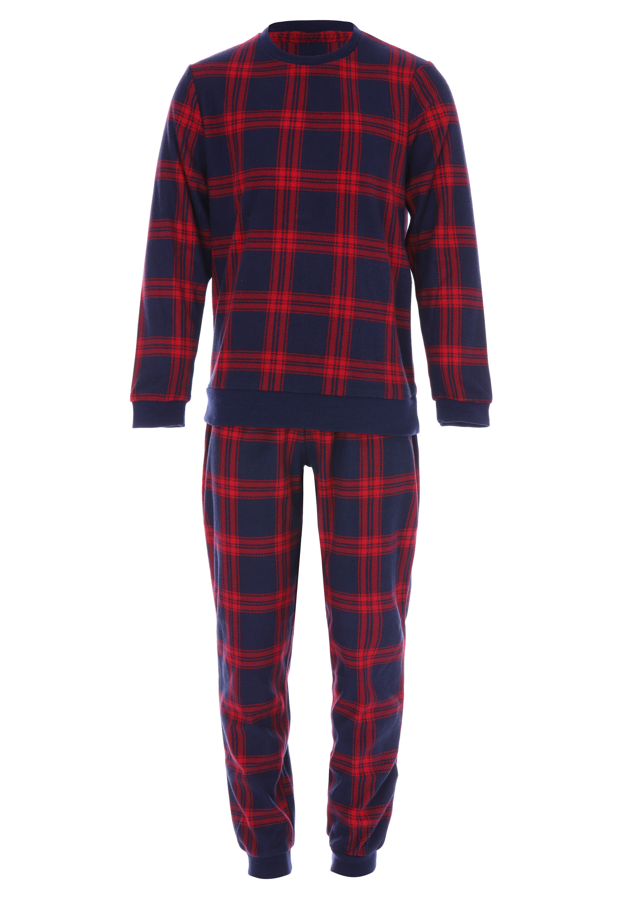 Younger Boys Navy & Red Check Fleece Pyjama Gift Set