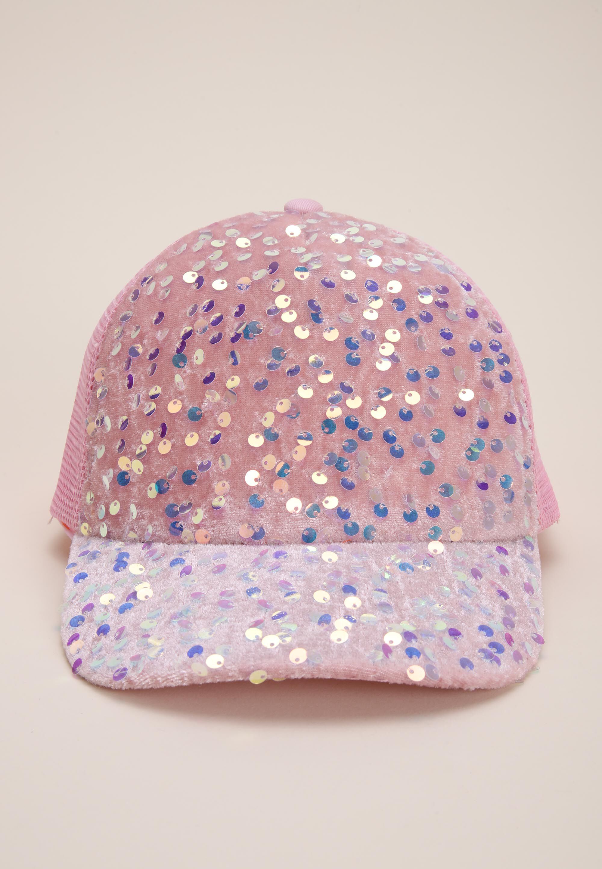 Younger Girls Pink Sequin Embellished Baseball Hat