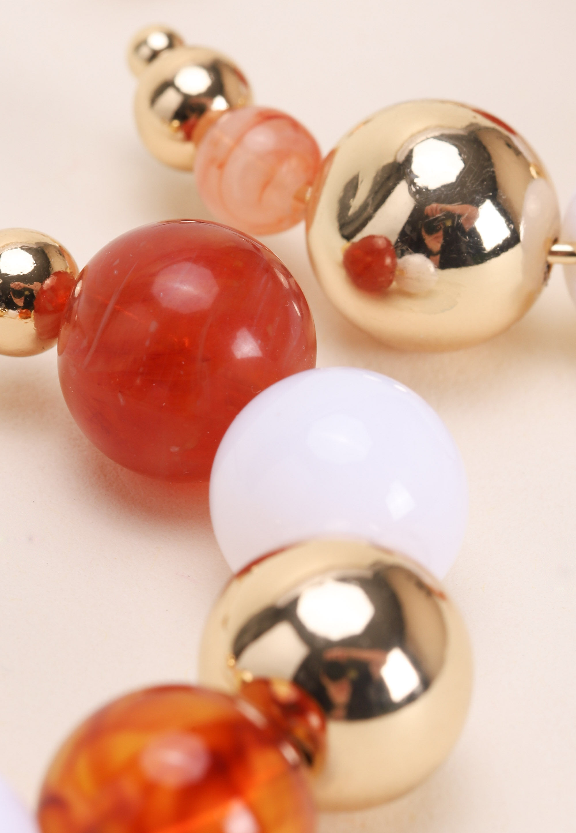 Womens Gold Beaded Orb Hoop Earrings