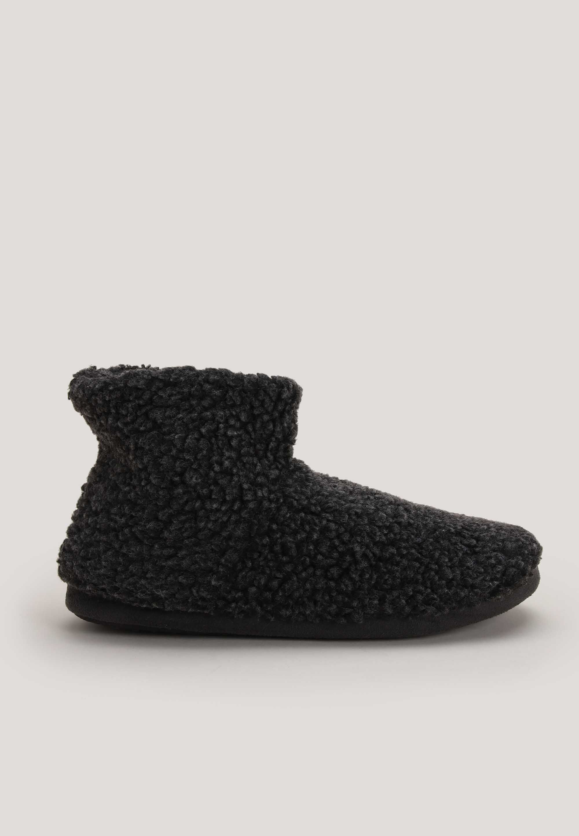 Mens Grey Fluffy Borg Slipper Boots