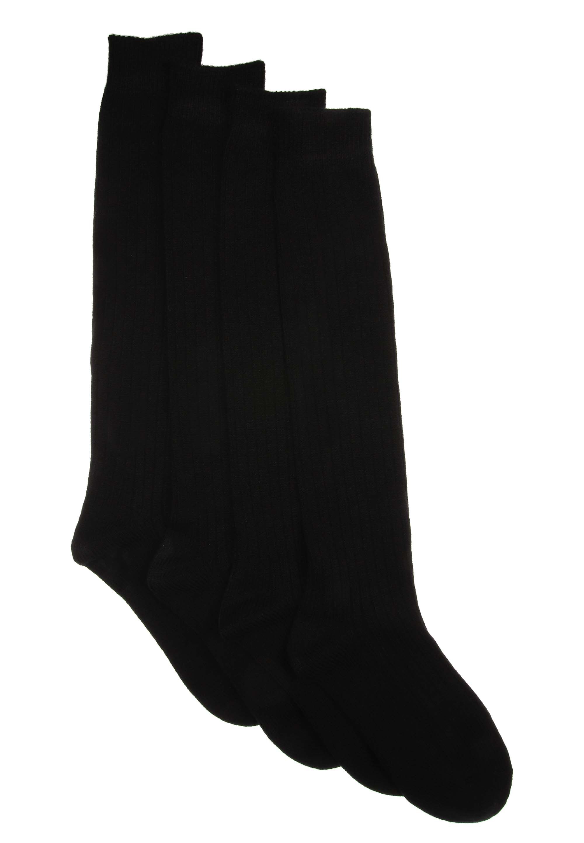 Womens 1pk Black Ribbed Thermal Knee Socks