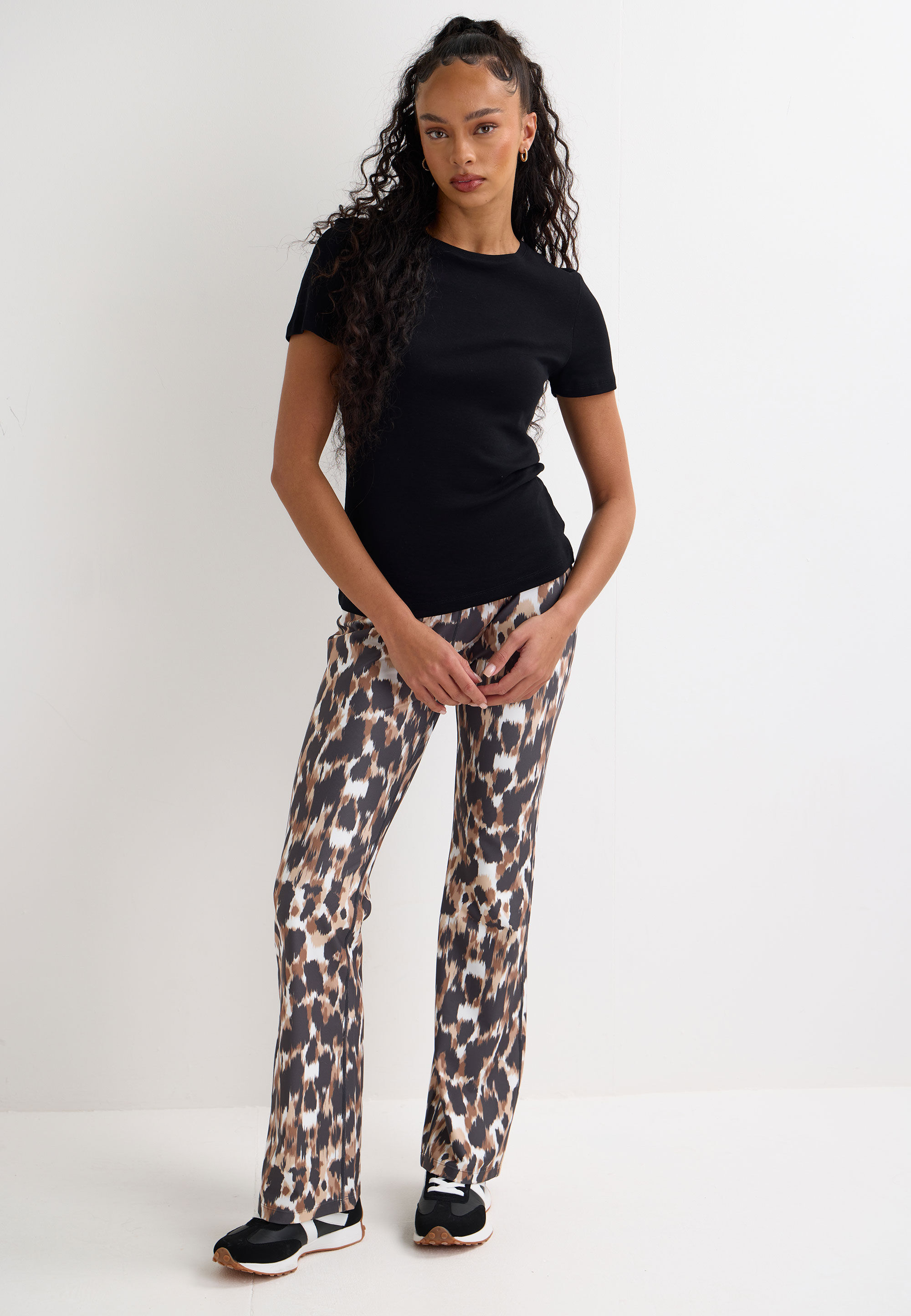 Womens Brown Animal Print Active Flare Leggings