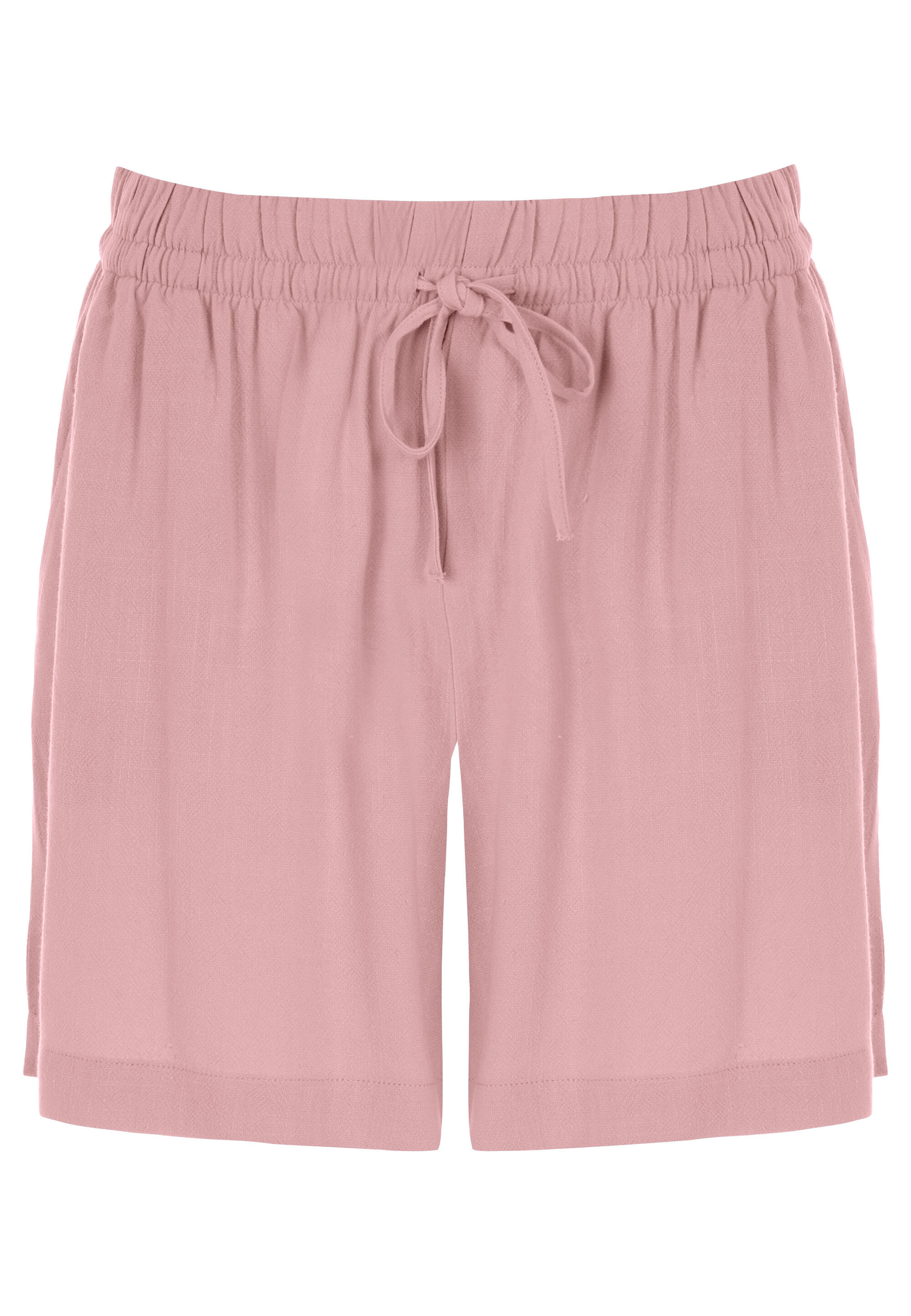 Womens Light Pink Plain Linen Pull On Shorts