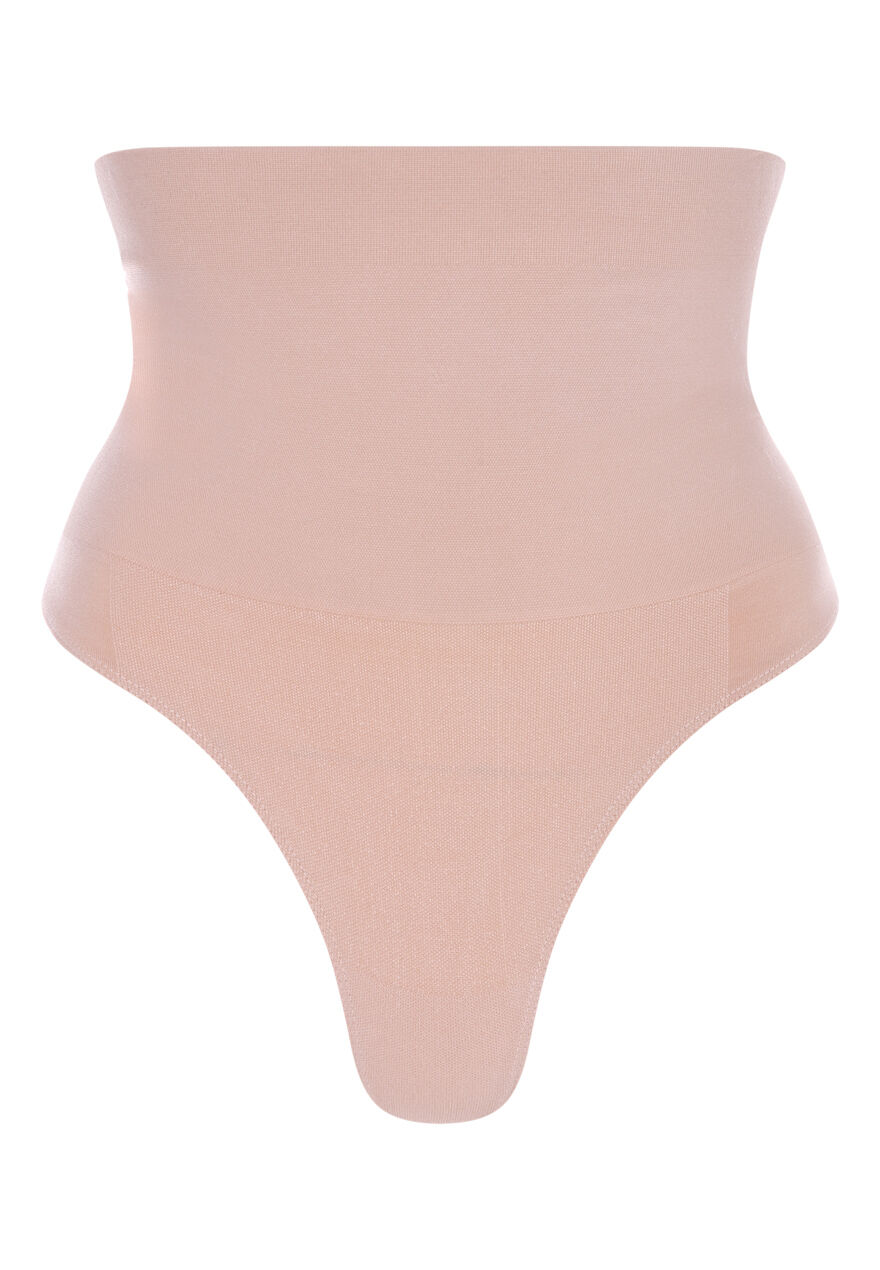 Womens Beige High Waist Control Thong