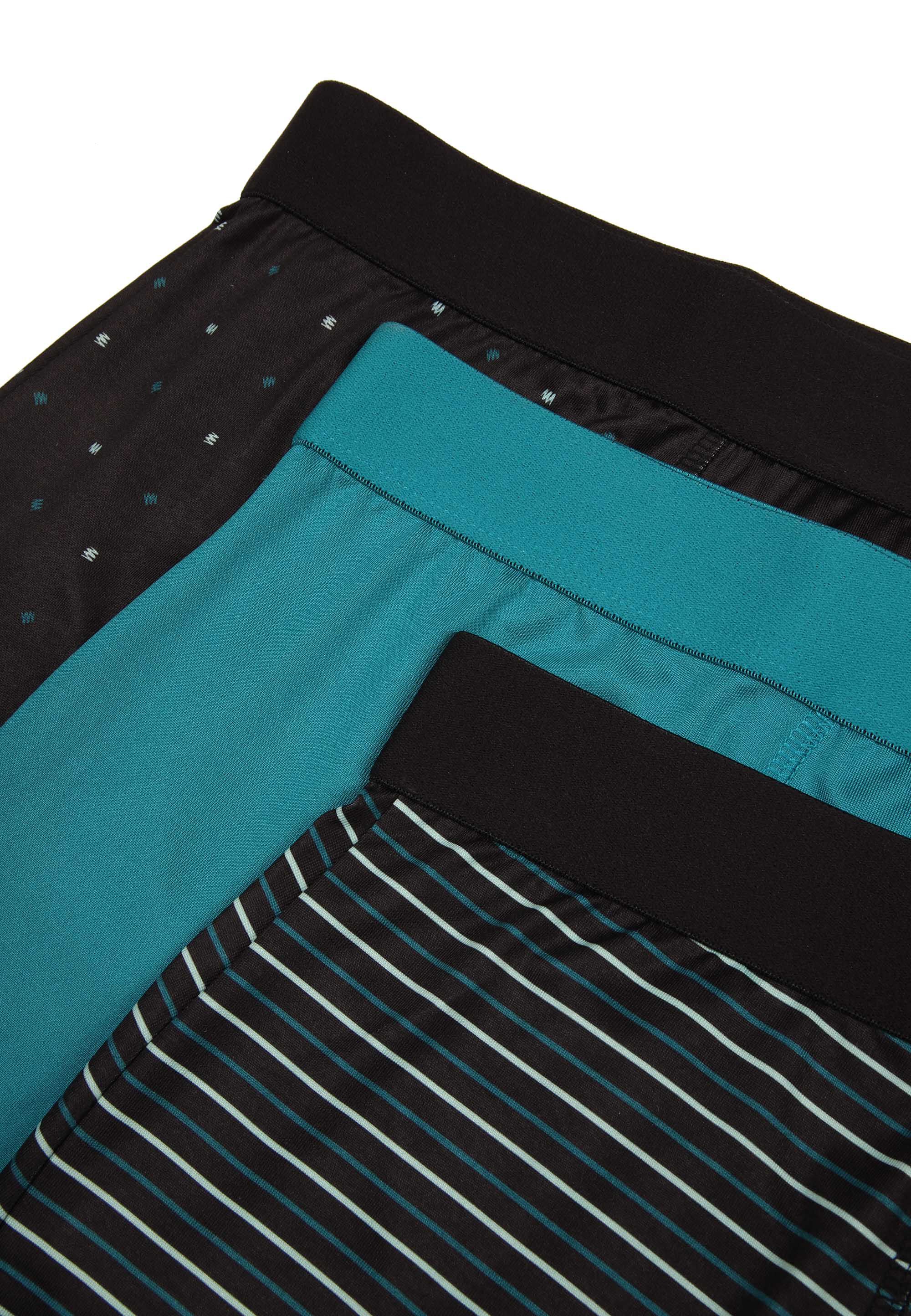 Mens 3pk Green & Black Stripe Smooth Trunks