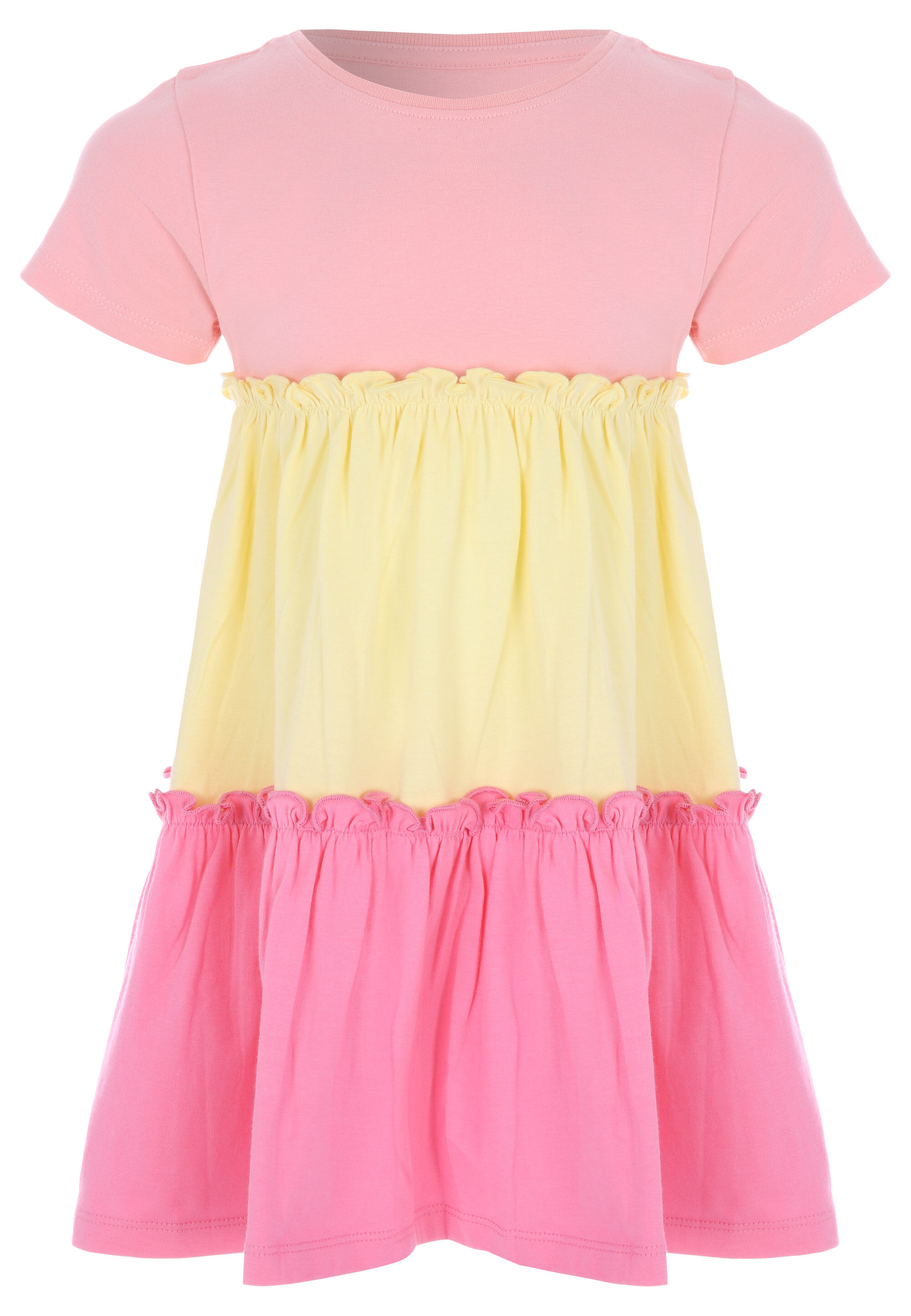 Younger Girls Pink Tiered Jersey Dress