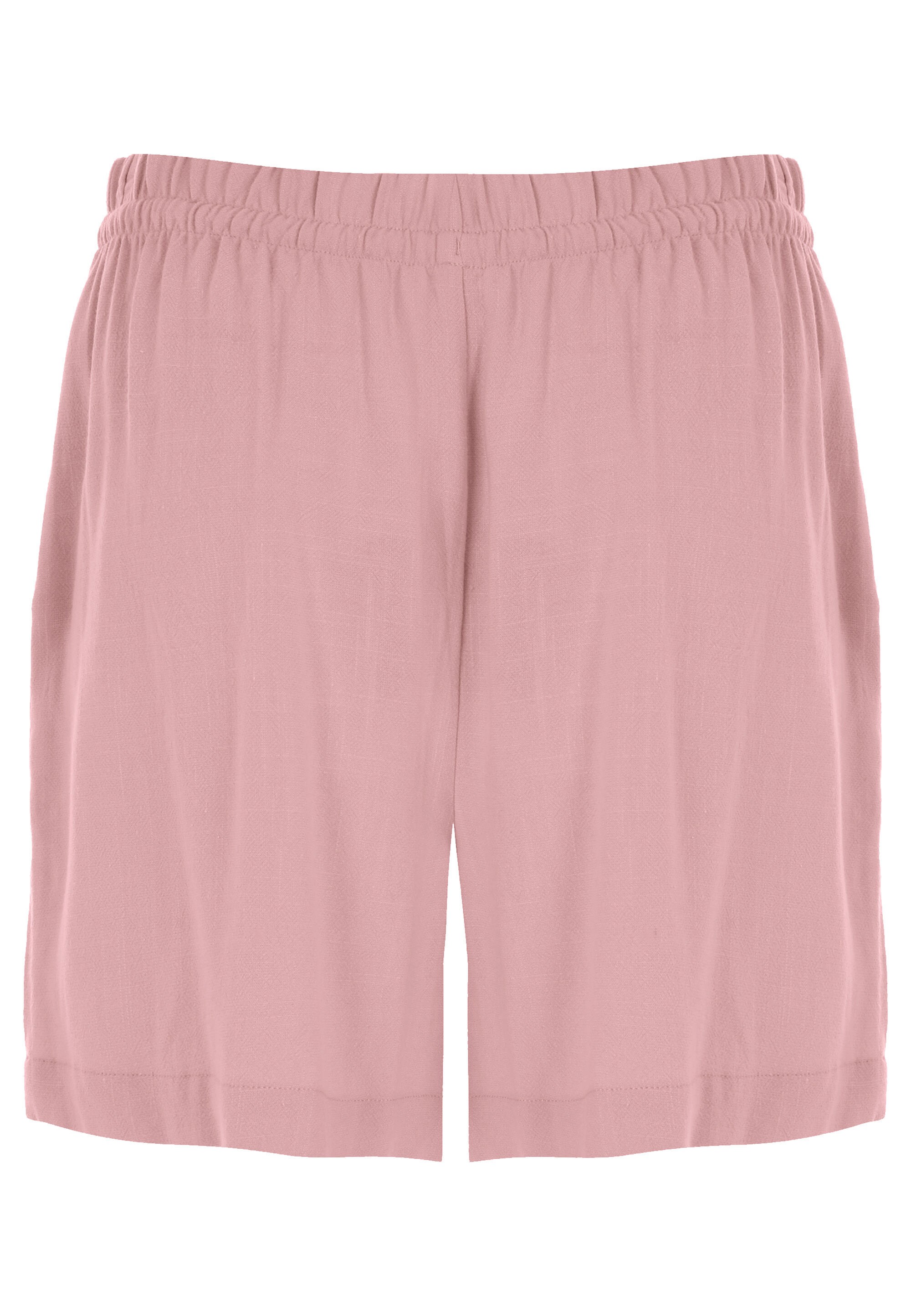 Womens Light Pink Plain Linen Pull On Shorts