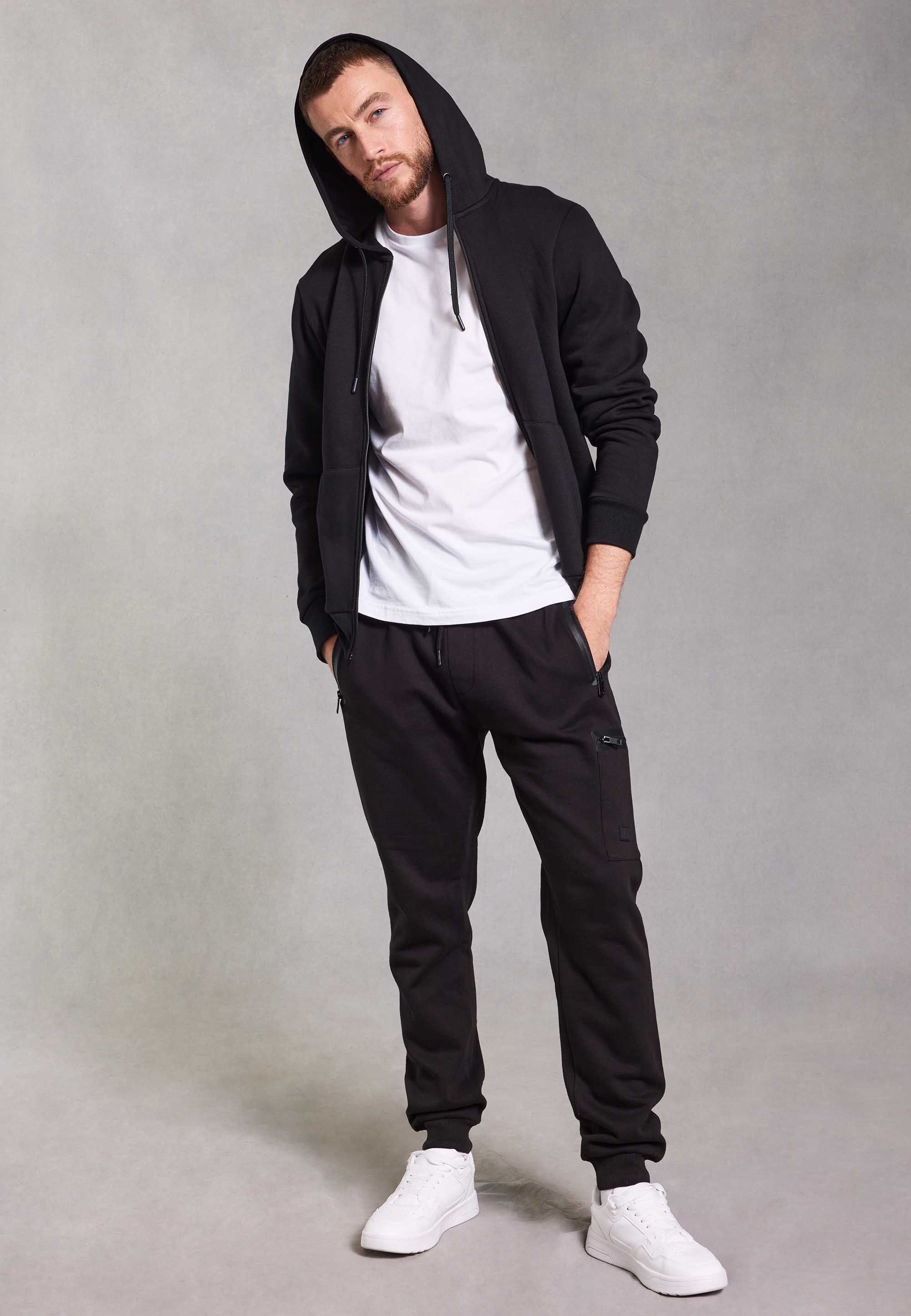 Mens Plain Black Sport Style Joggers