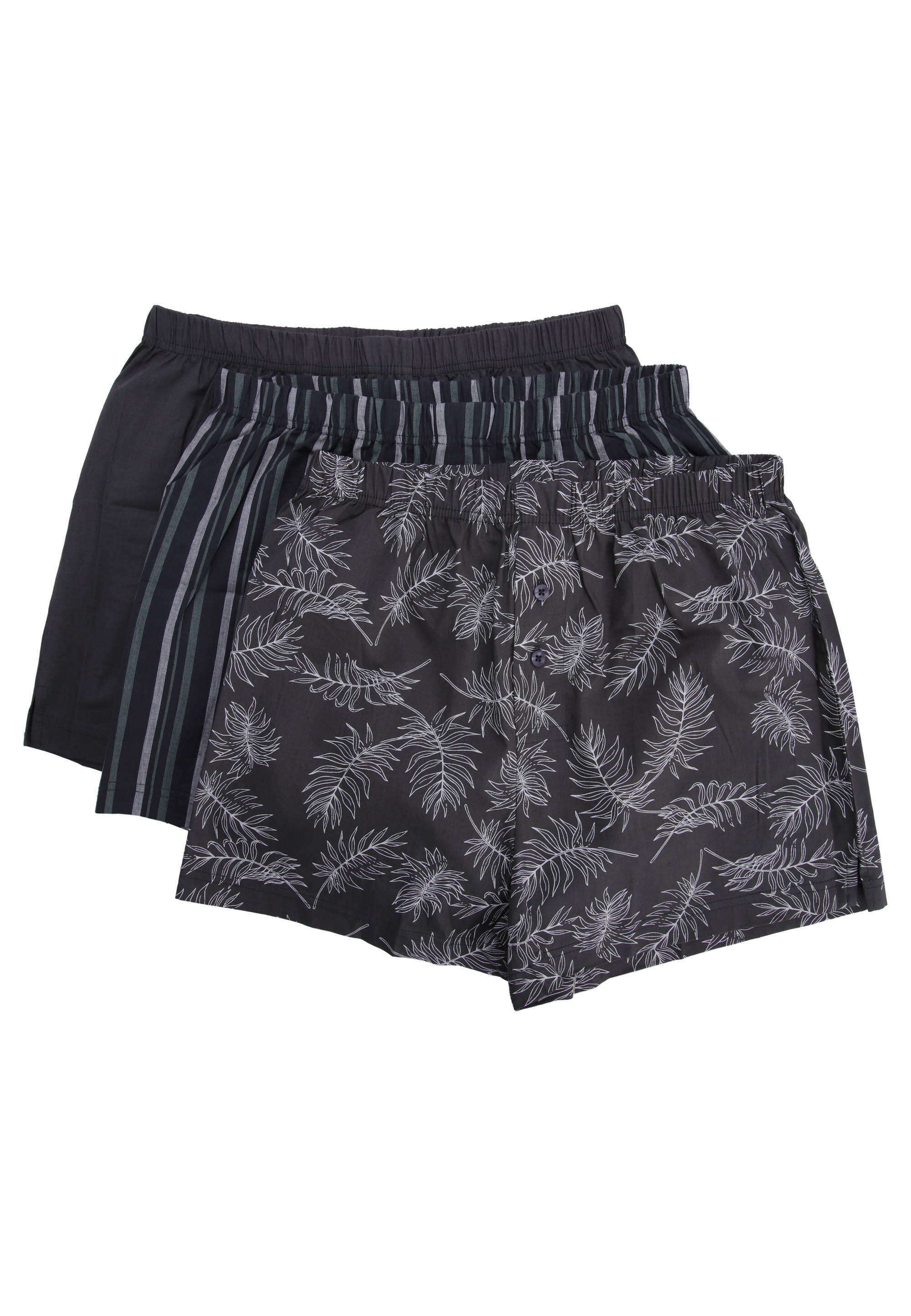 Mens 3pk Grey Leaf Woven Boxers
