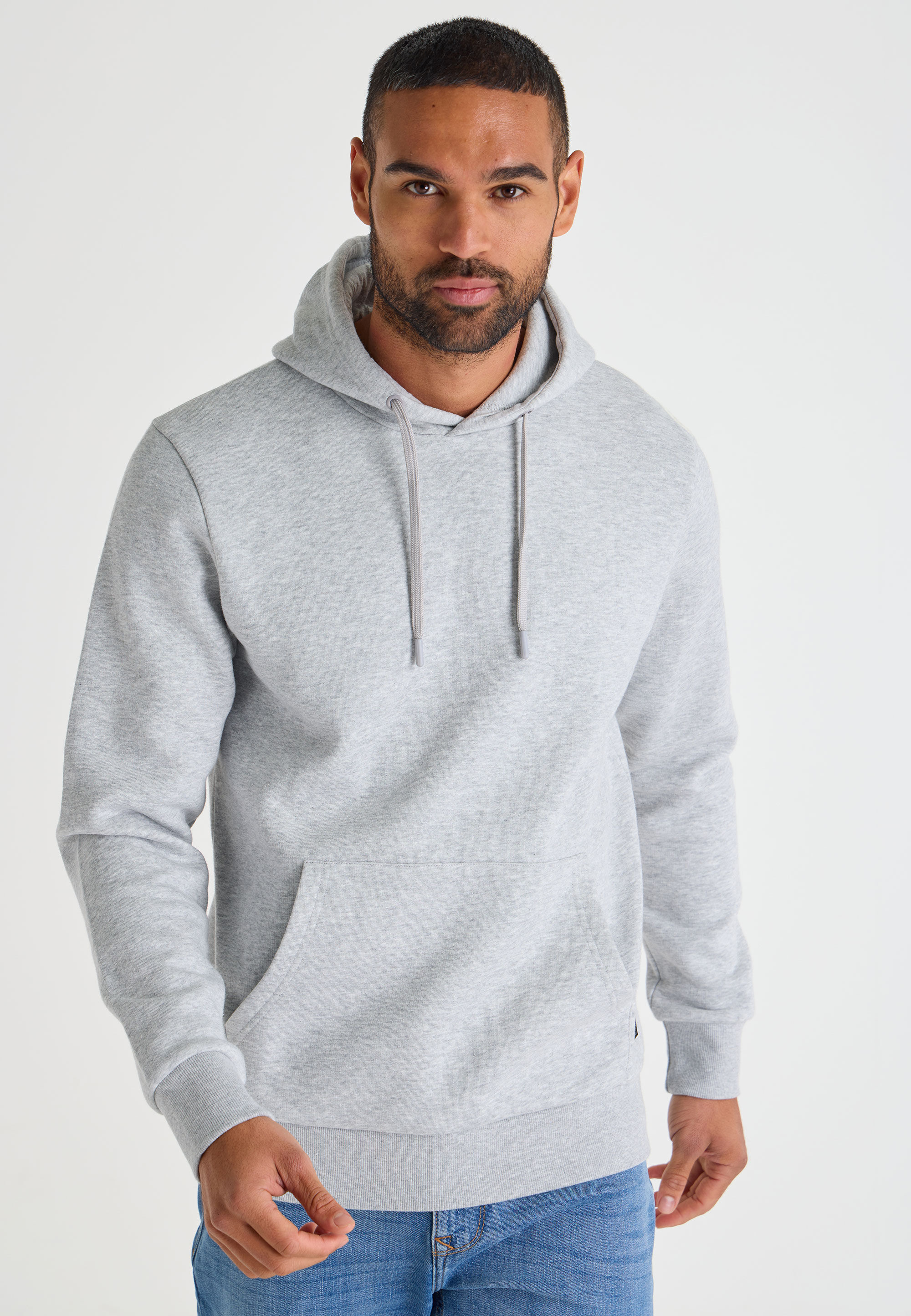 Mens Grey Plain Hoodie Sweatshirt