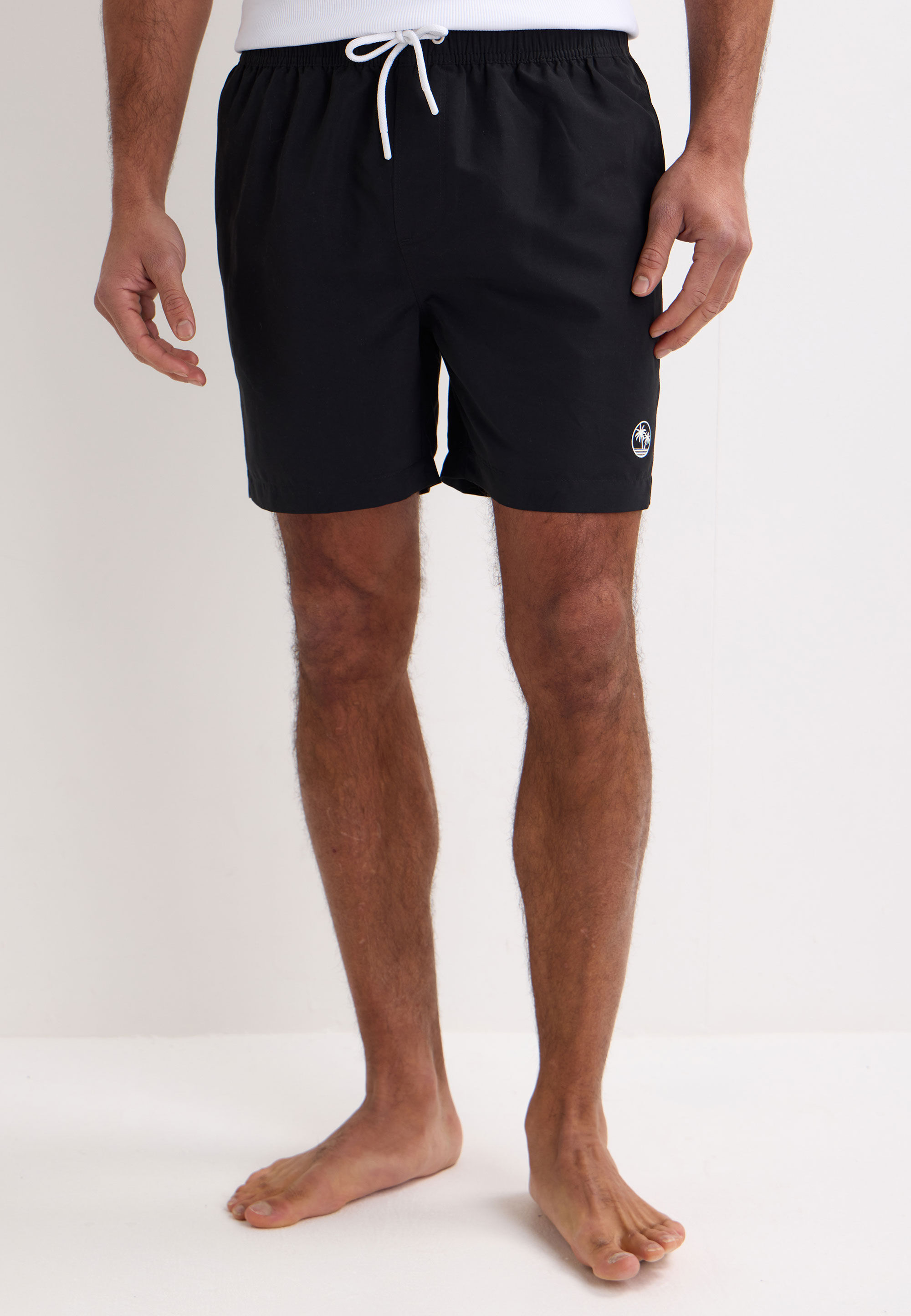 Mens Black Plain Swim Shorts
