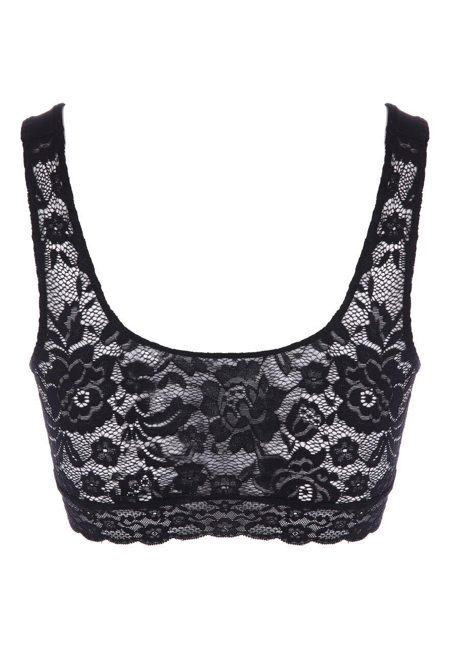Womens Black Lace Back Crop Top