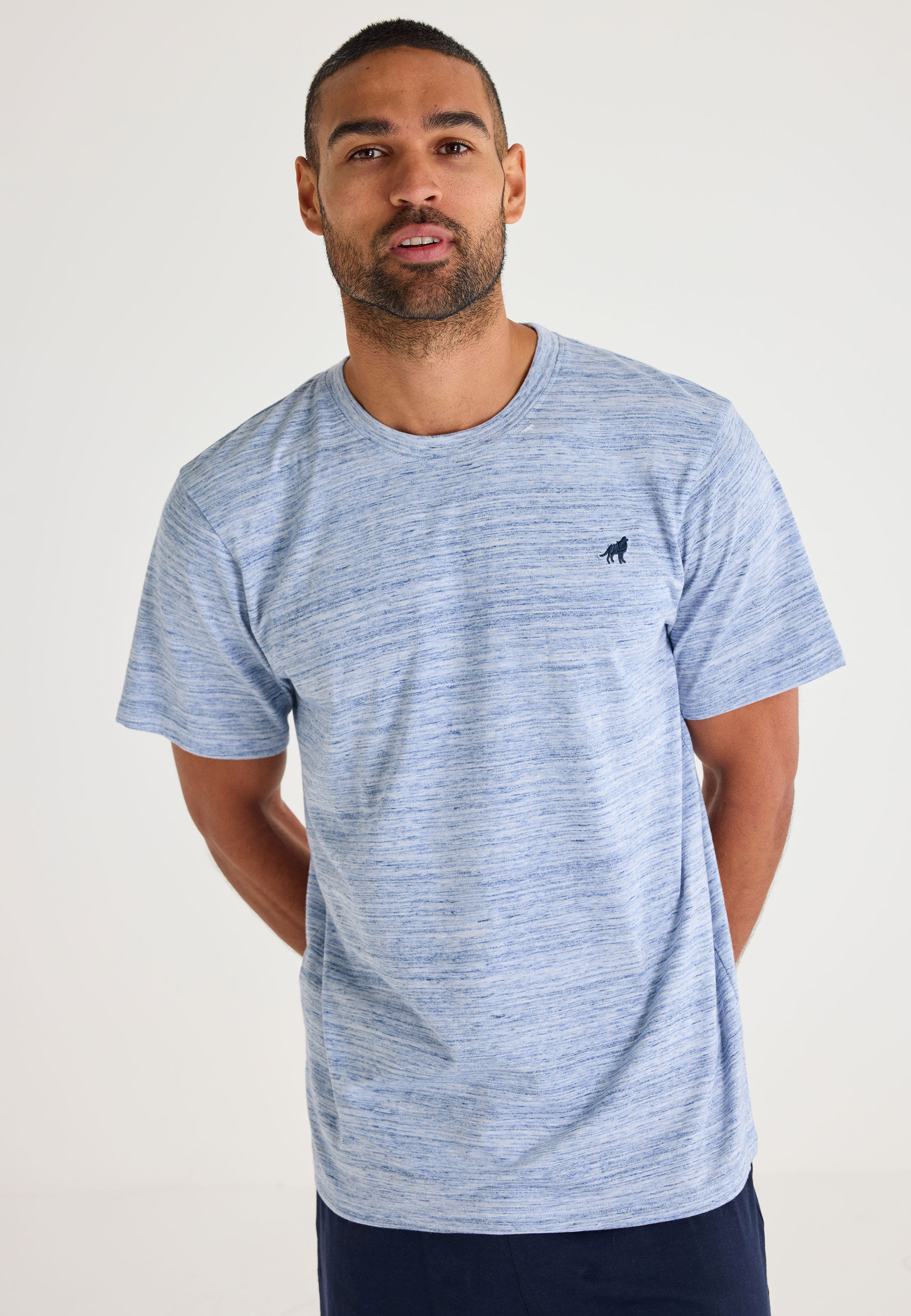 Mens Blue Marl Jersey Pyjama Top