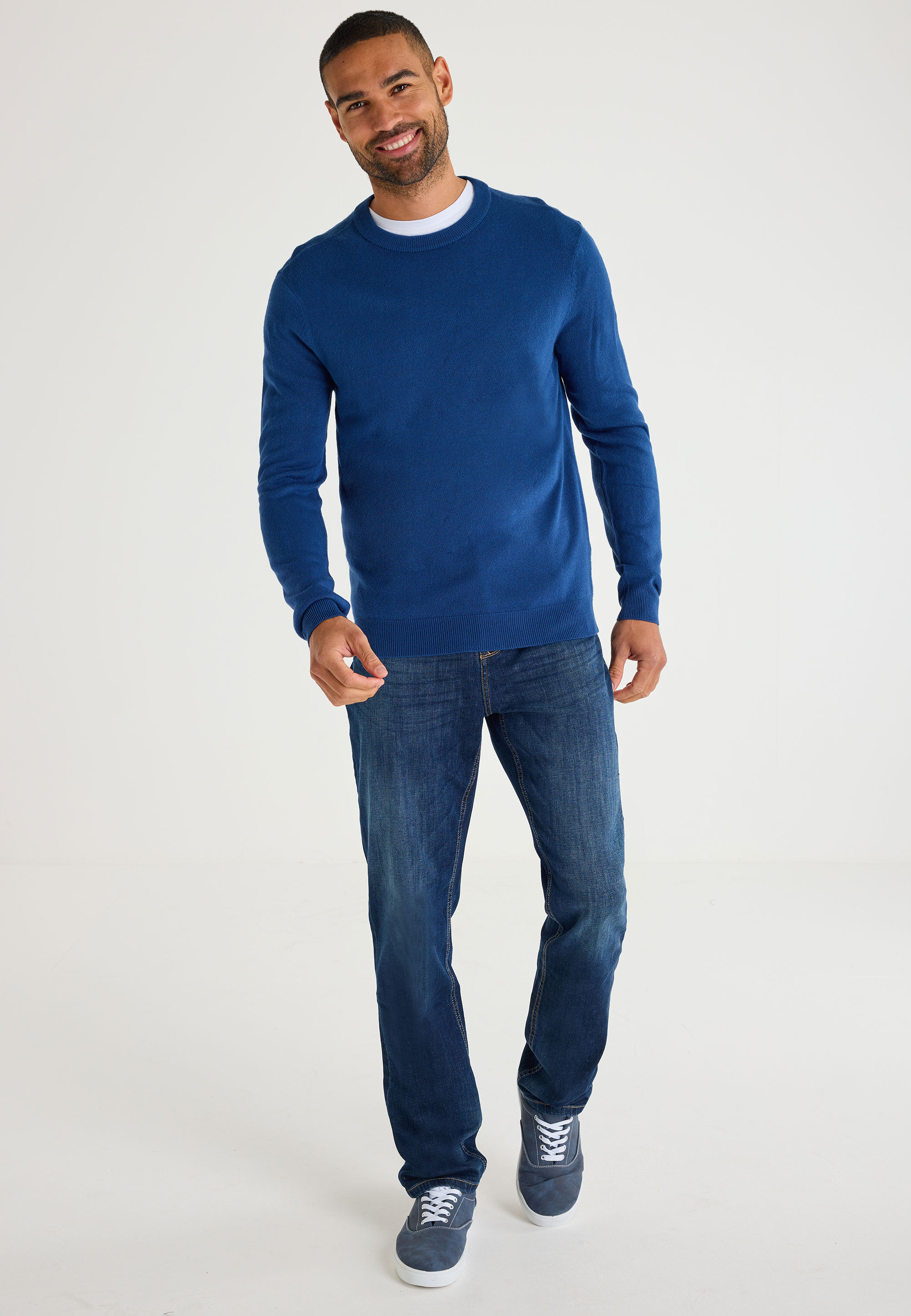 Mens Indigo Soft Touch Knitted Jumper