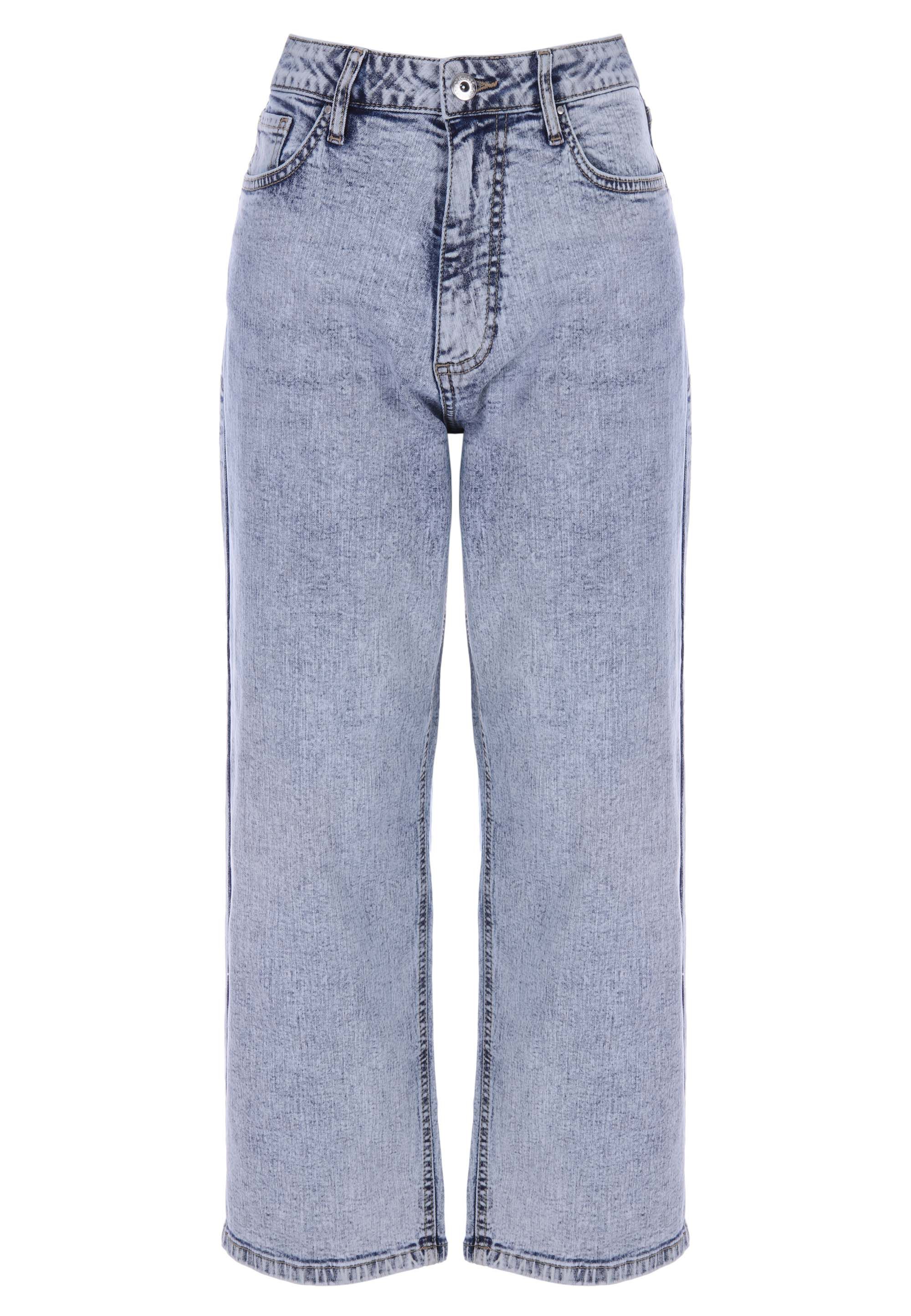Womens Light Blue High Rise Wide Leg Crop Jeans