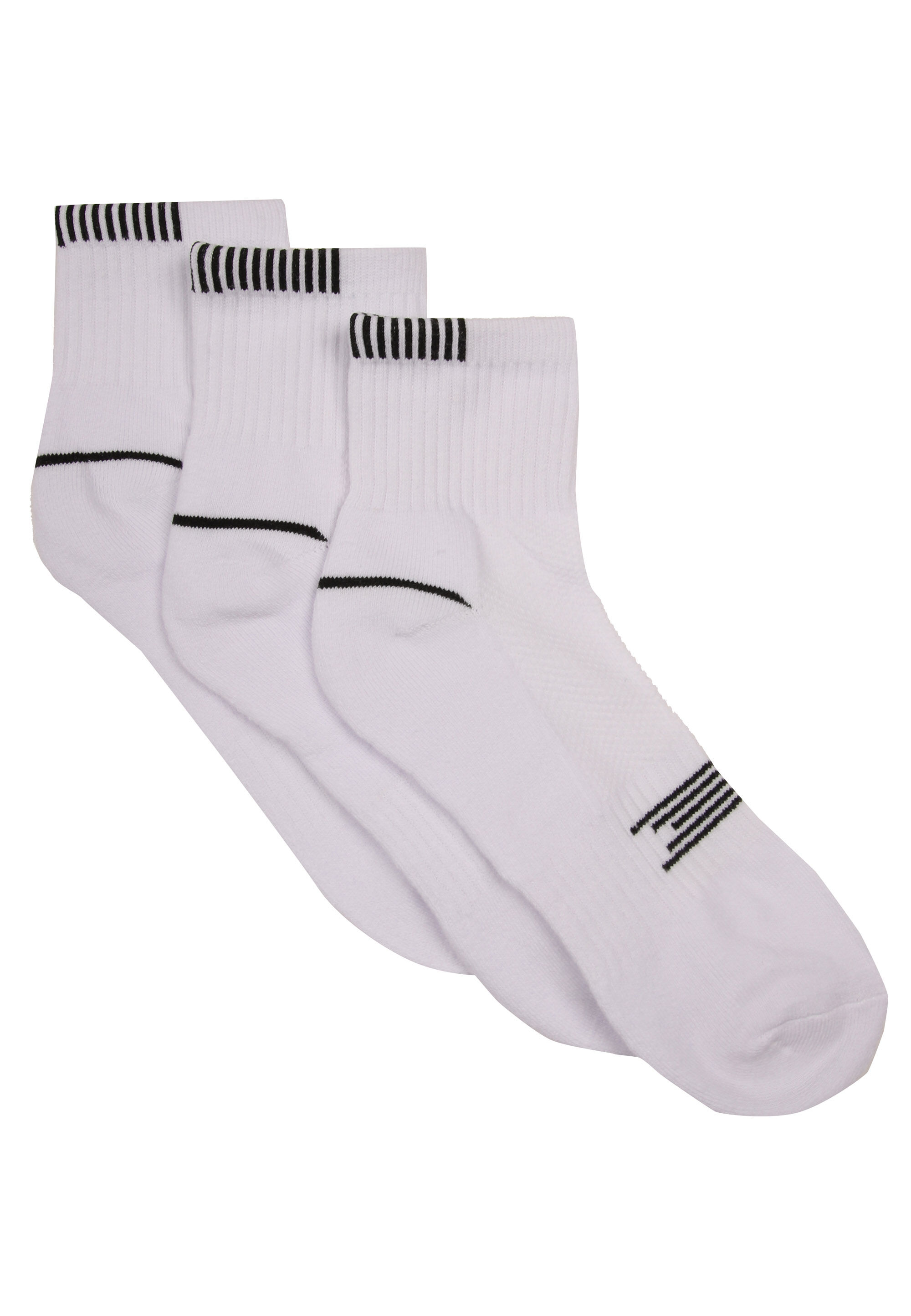 Mens 3pk White Arch Support Quarter Socks