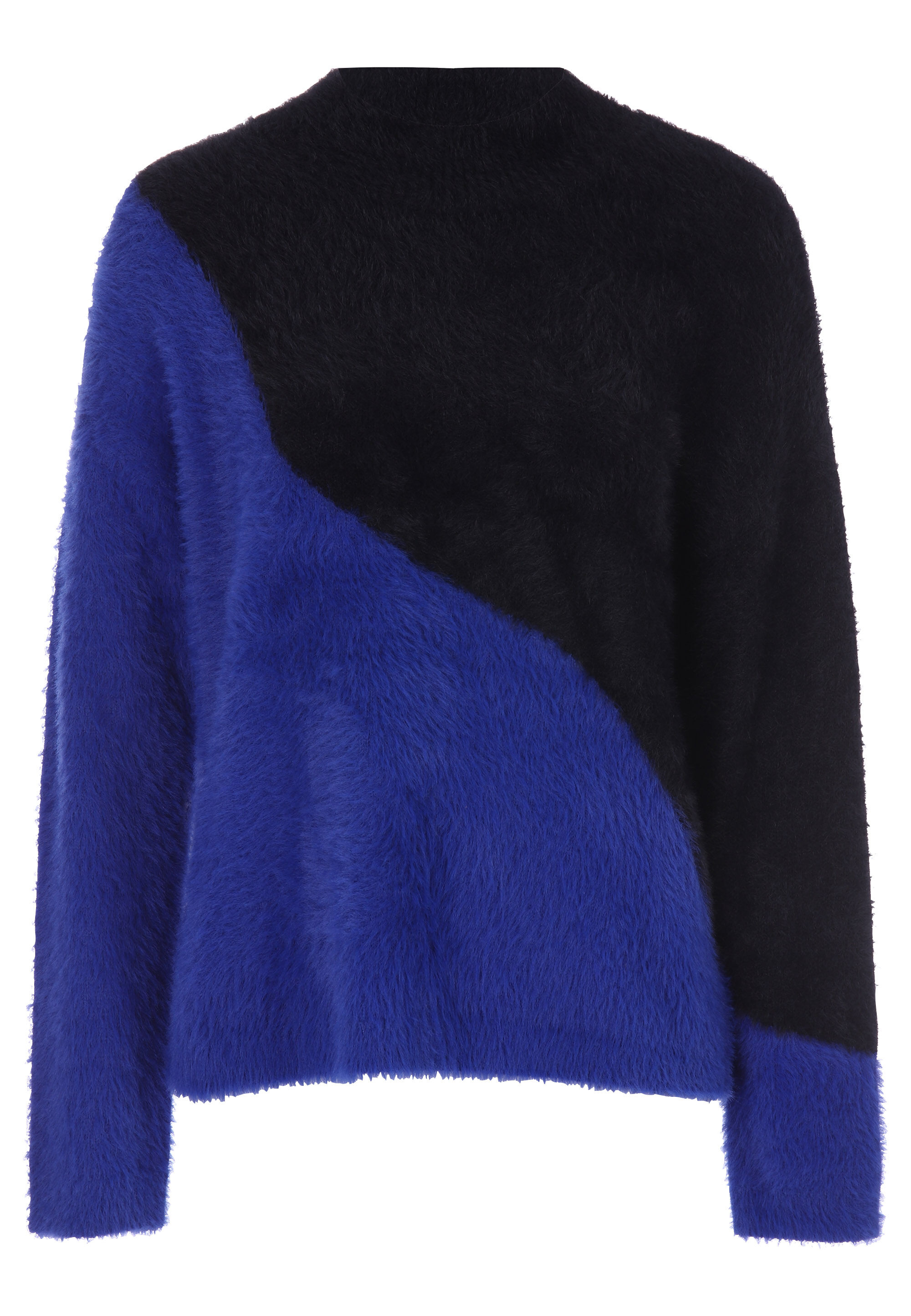 Womens Black & Blue Colourblock Eyelash Knit Jumper