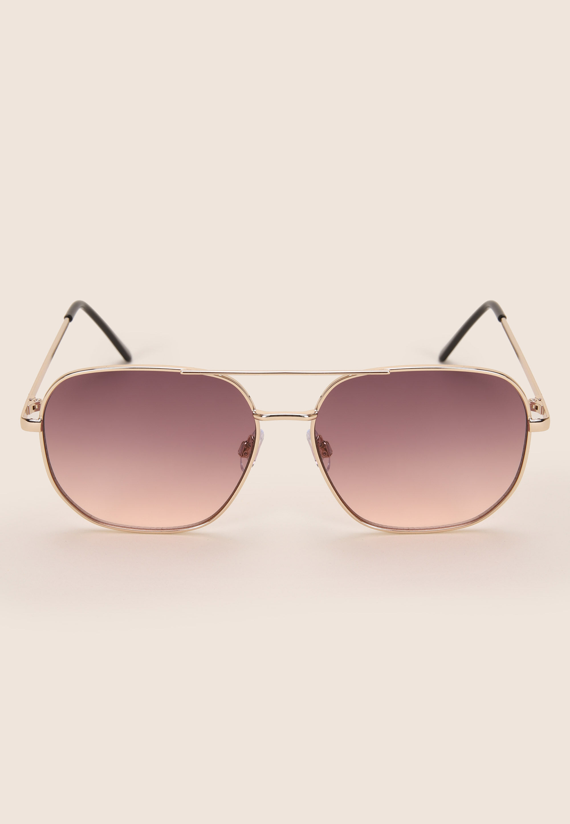 Womens Gold & Pink Aviator Sunglasses