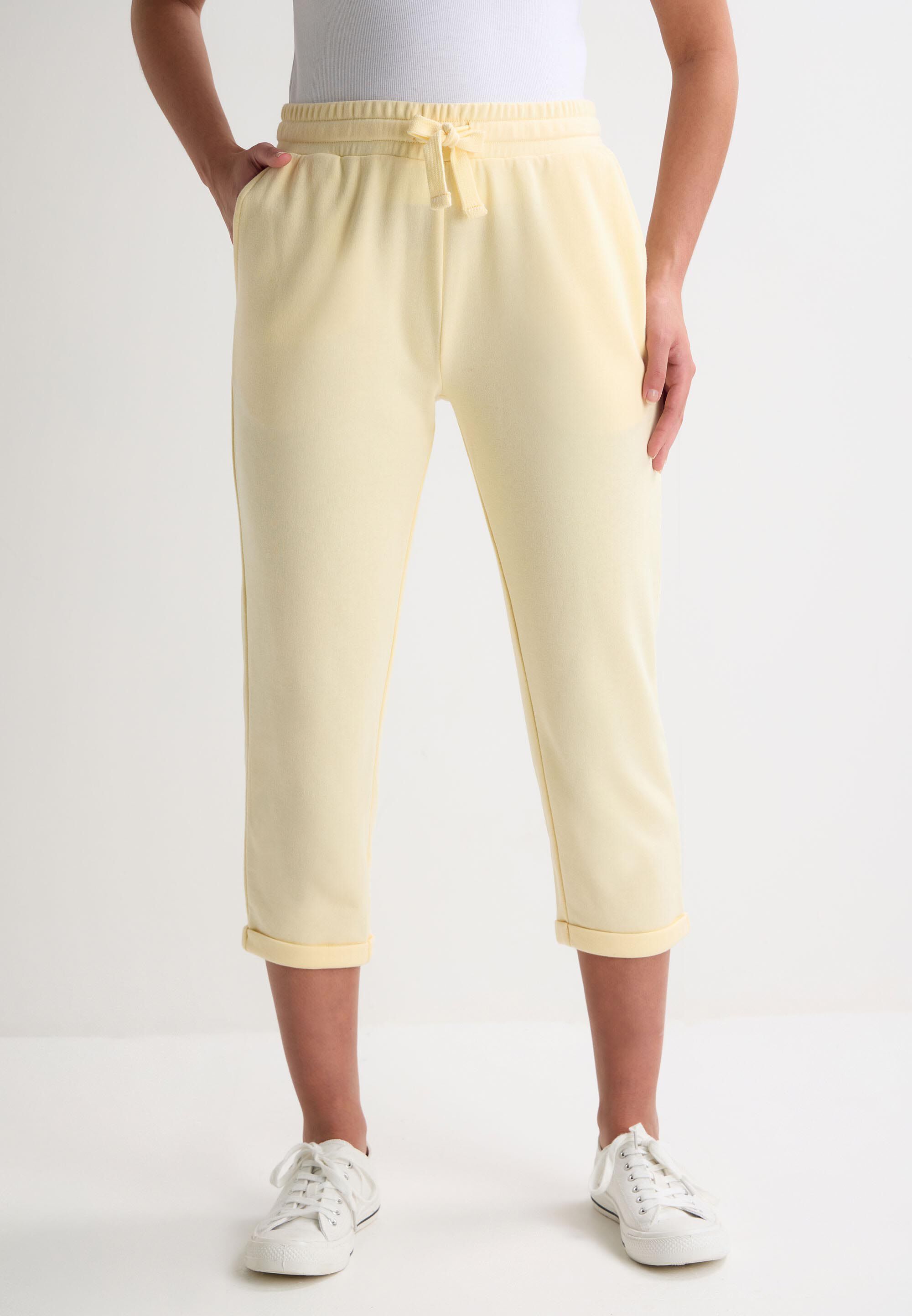 Womens Lemon Plain Cropped Joggers