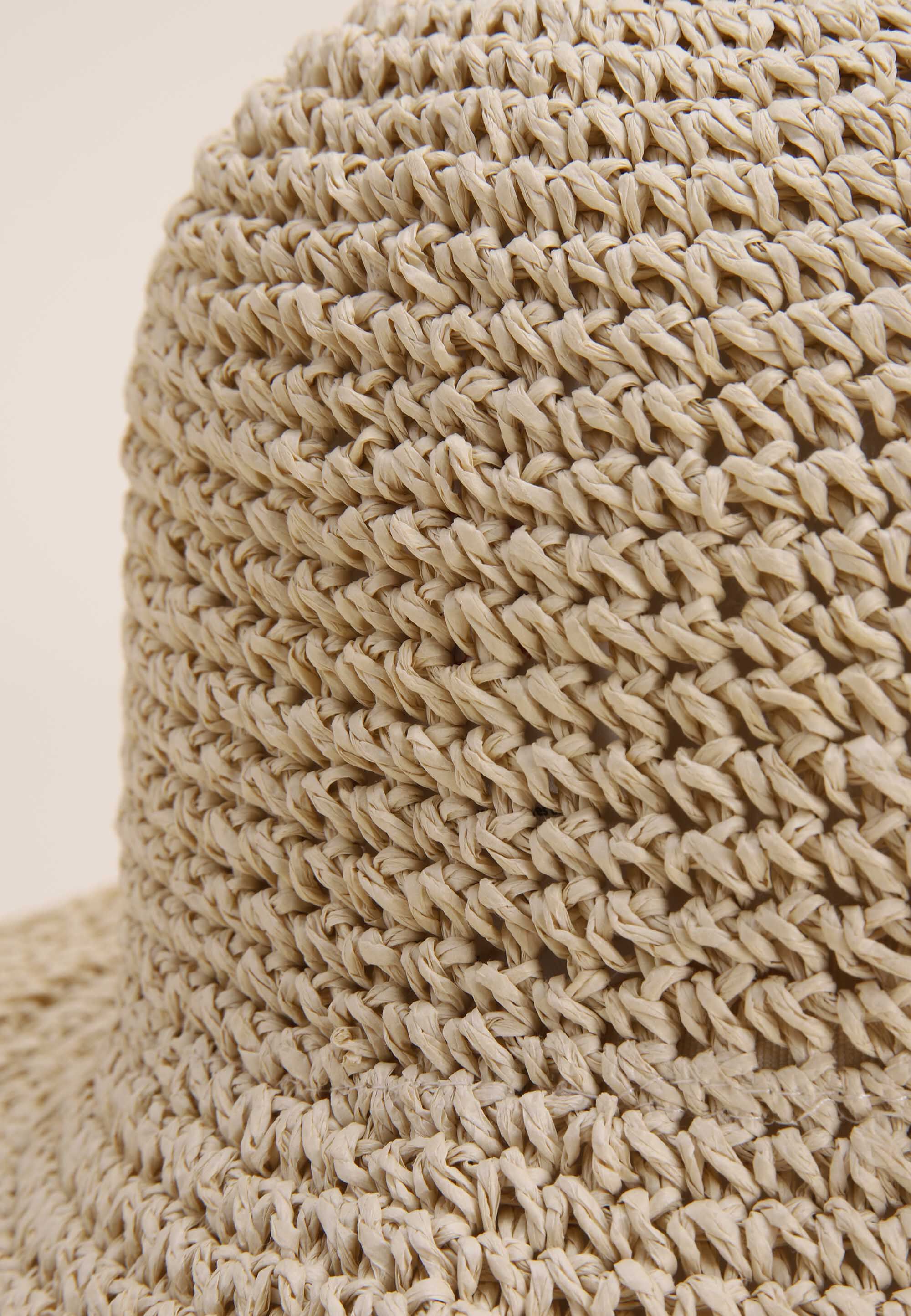 Womens Natural Straw Bucket Hat