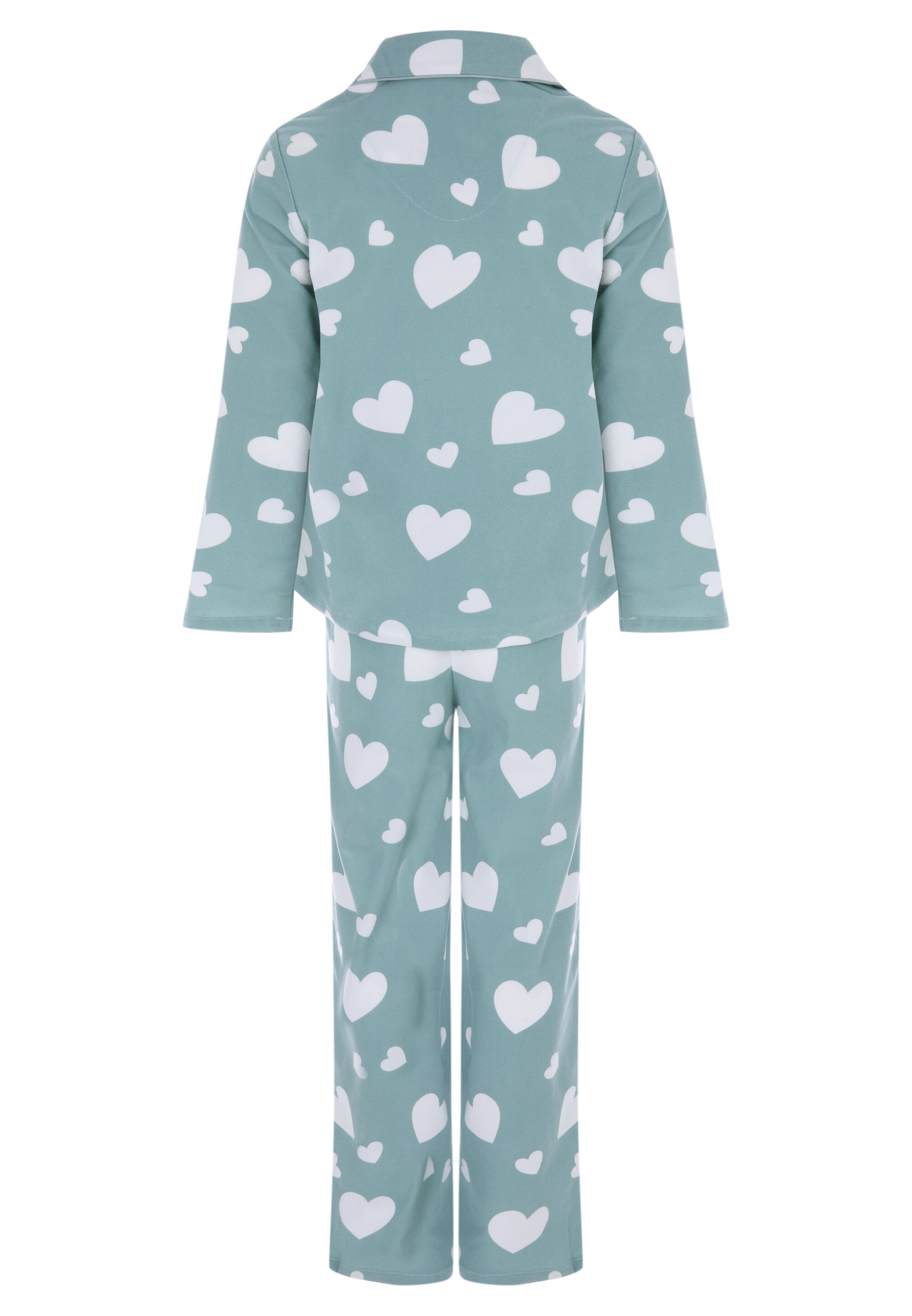 Girls Sage Heart Print Pyjama Set
