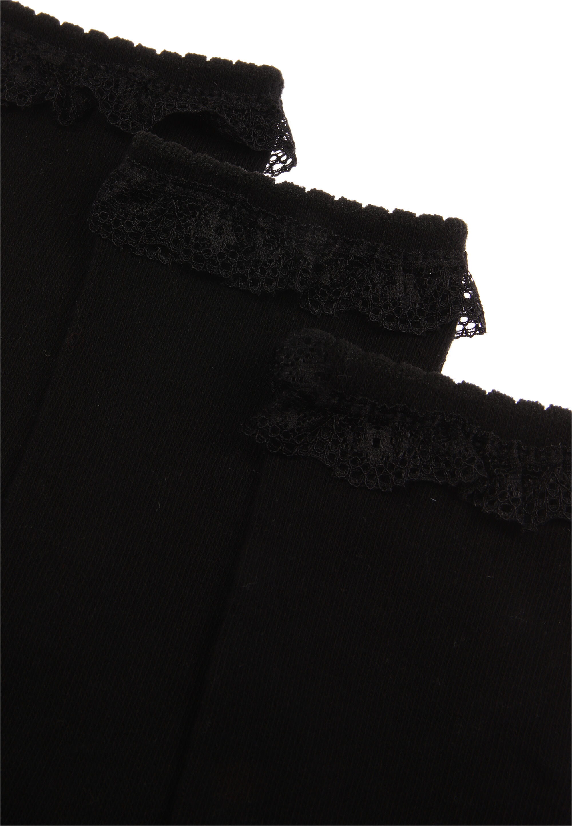 Girls Black 3pk Frill Ankle Socks