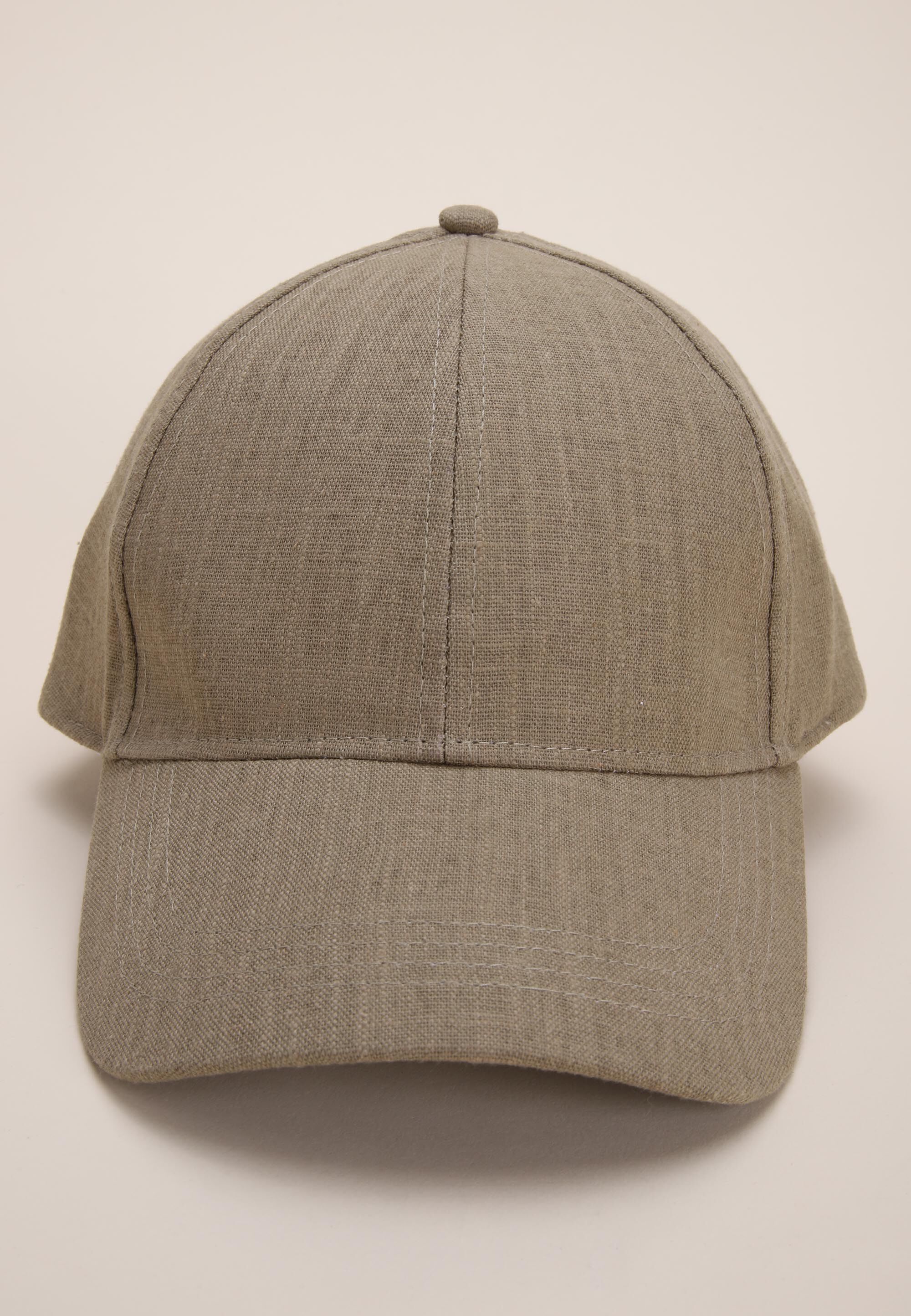 Mens Khaki Linen Baseball Cap