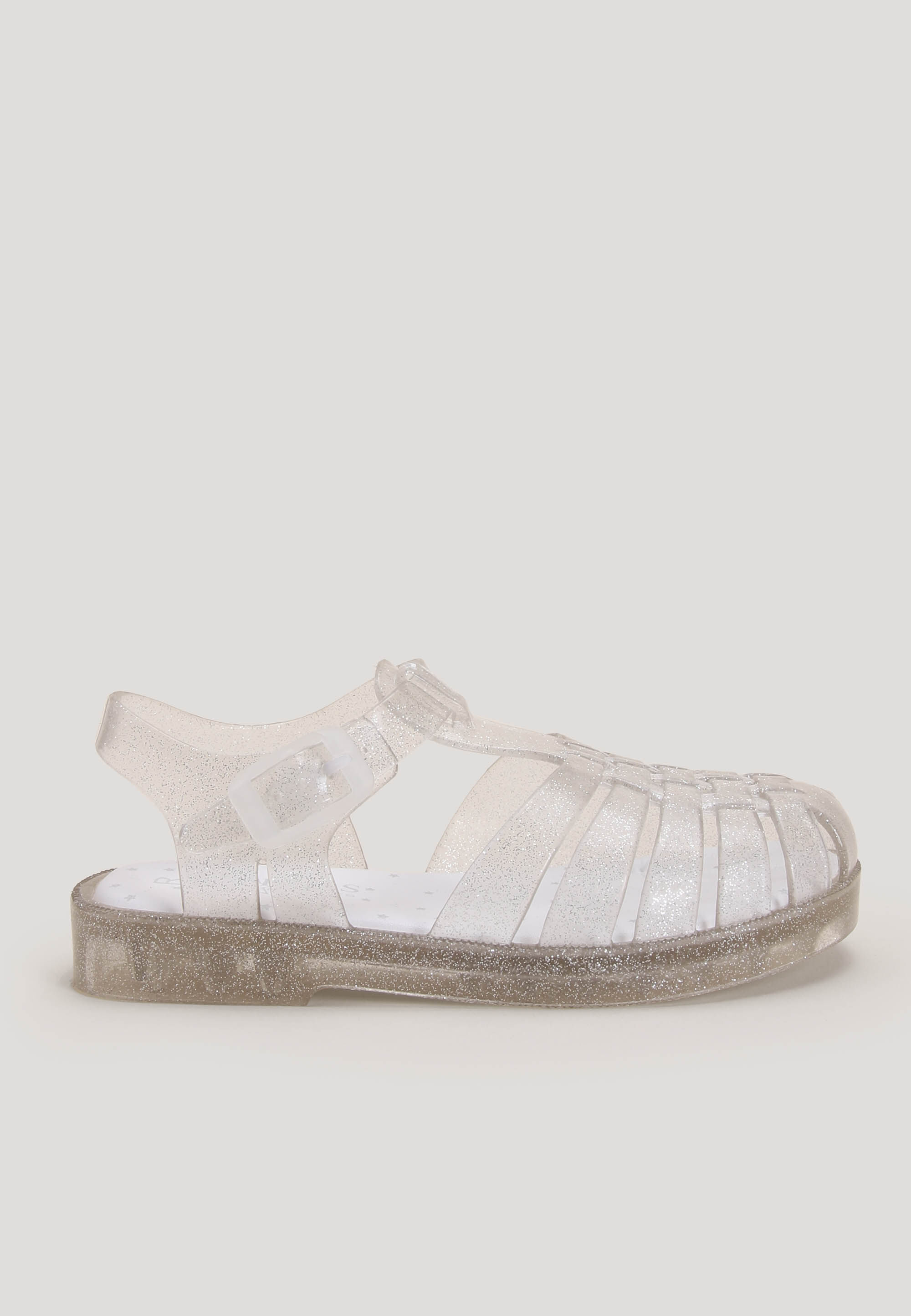 Younger Girls Silver Glitter Jelly Sandals