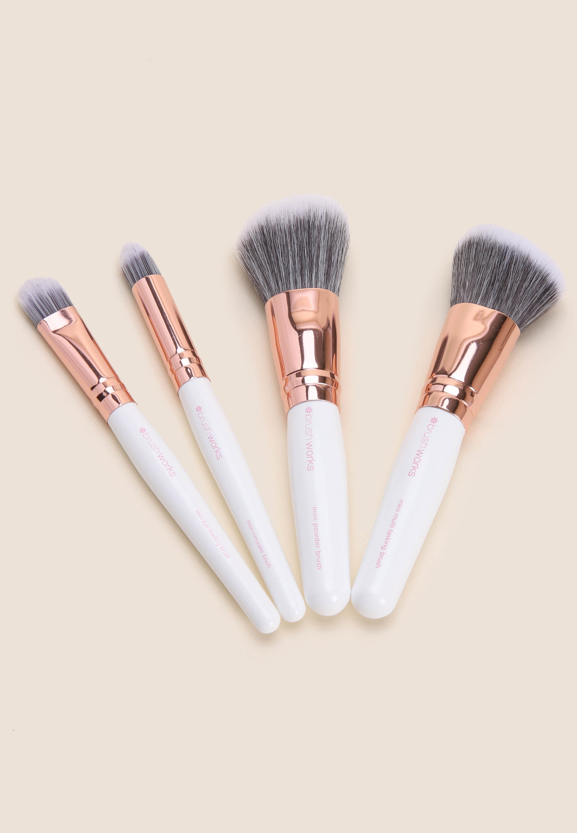 Womens 4pk White Travel Makeup Brush Set