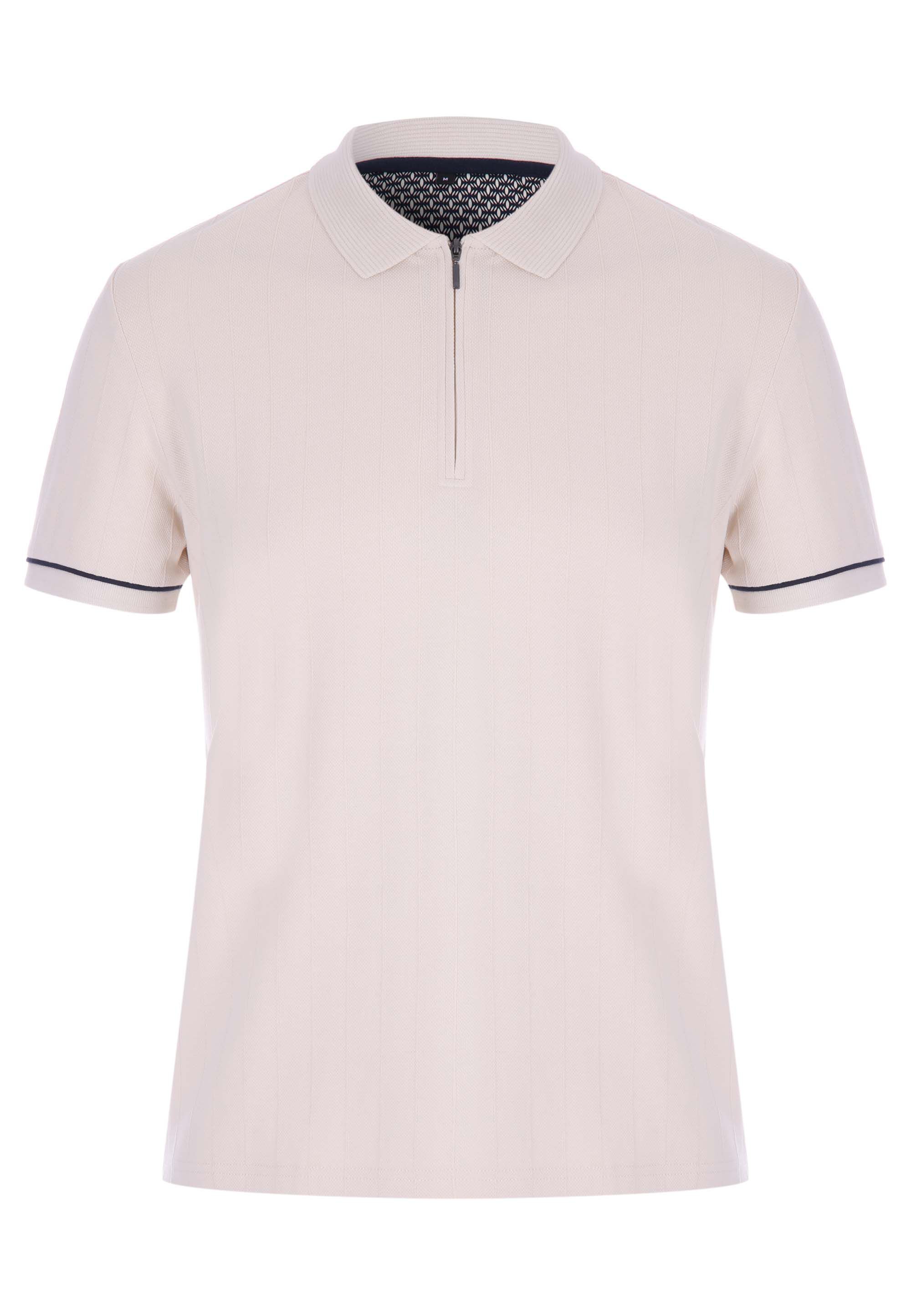 Mens Ecru Drop Needle Textured Polo Shirt