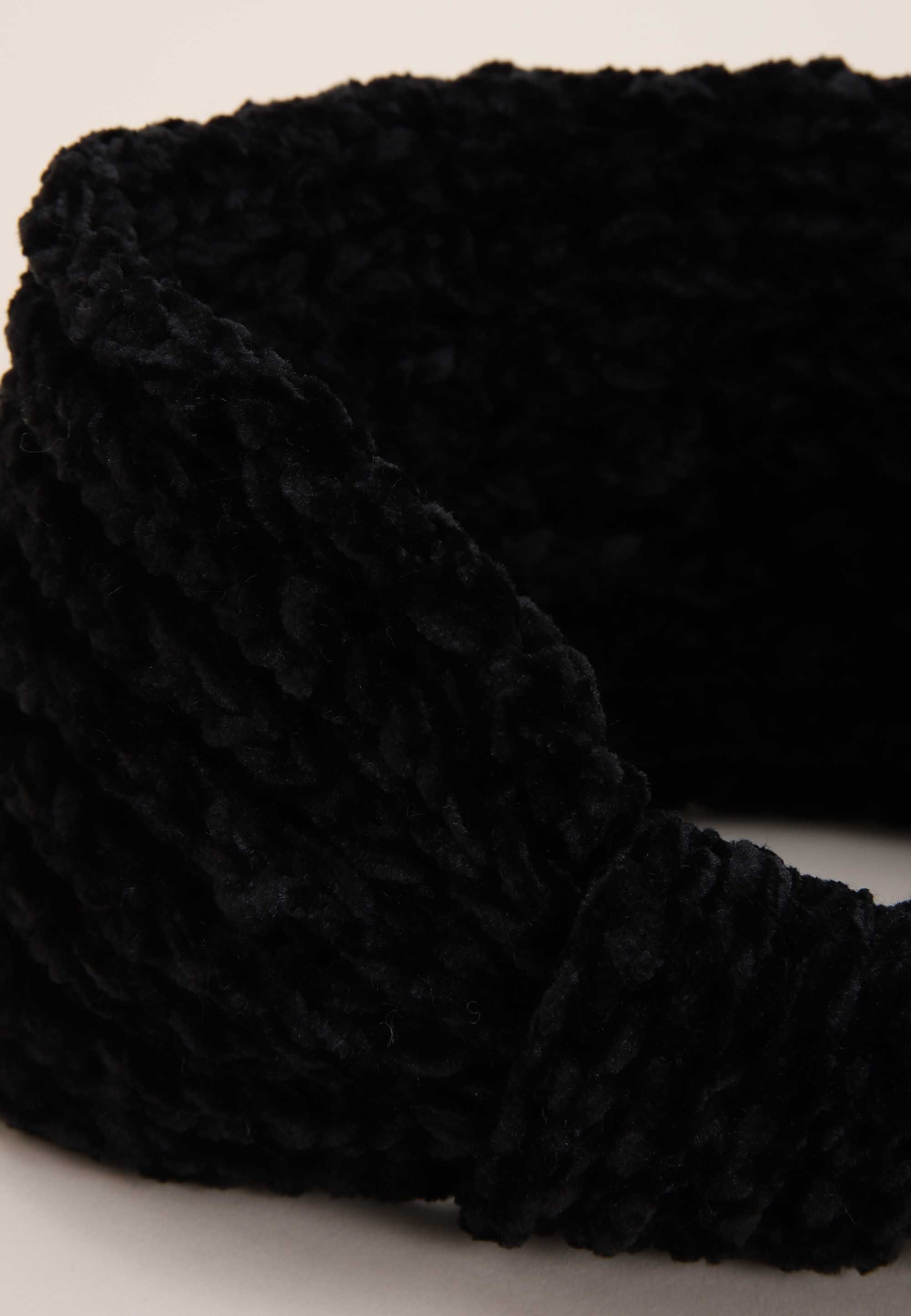 Womens Black Chenille Headband