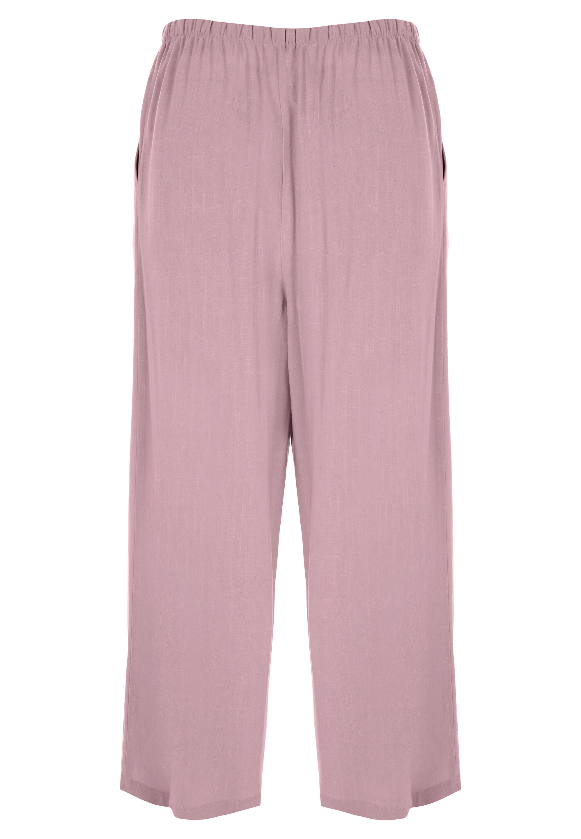 Womens Pink Plain Linen Culotte Trousers