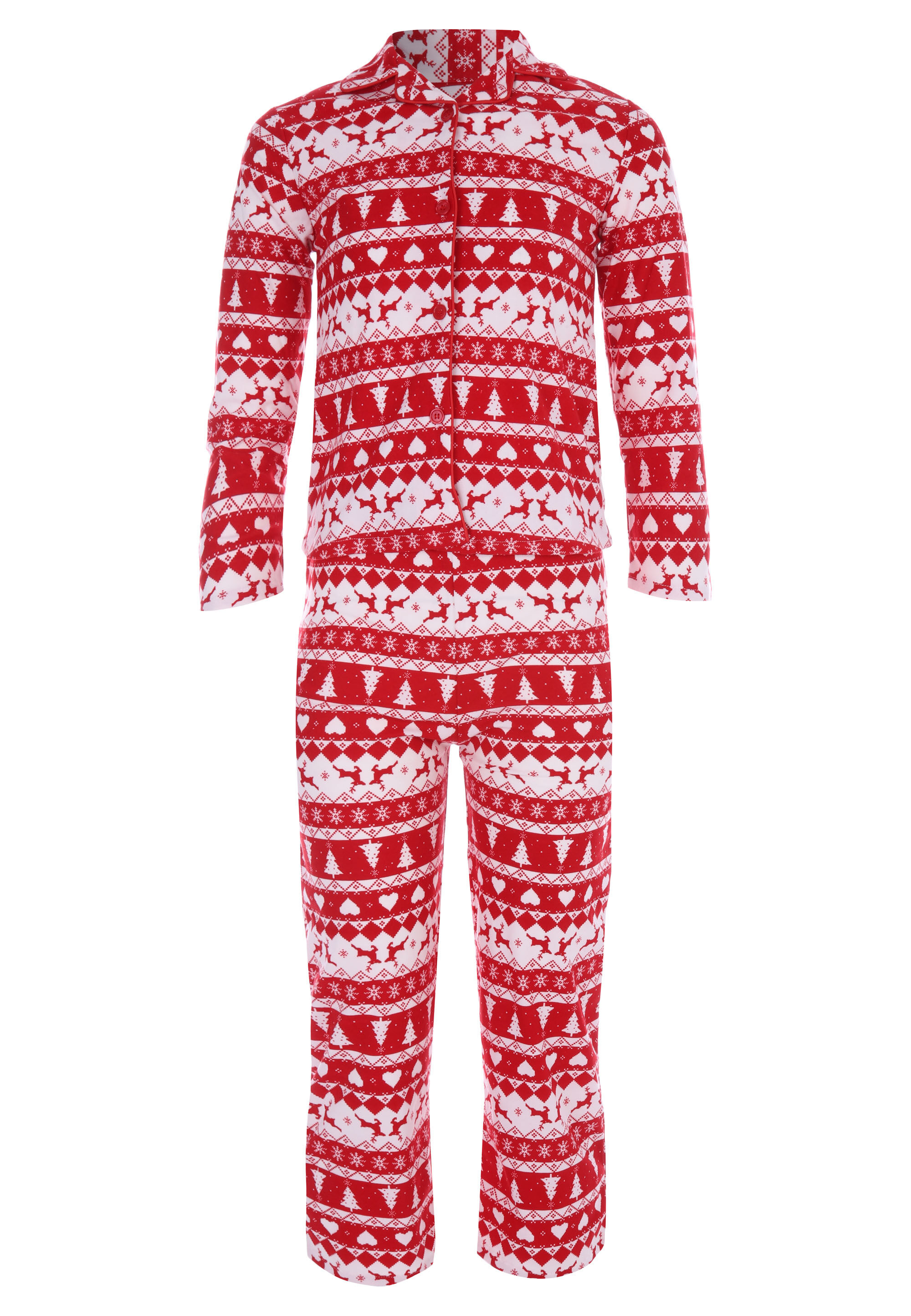 Girls Red Fair Isle Print Family Pyjama Set