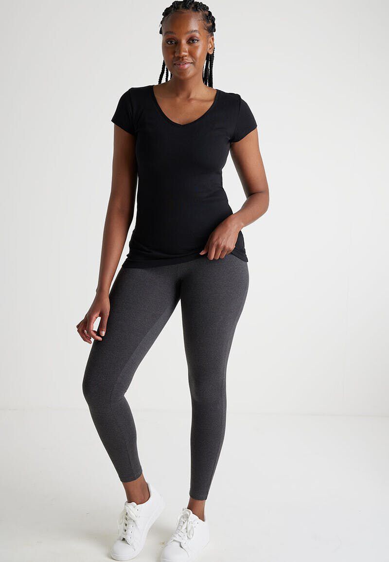 Womens Dark Grey Wide Waistband Leggings