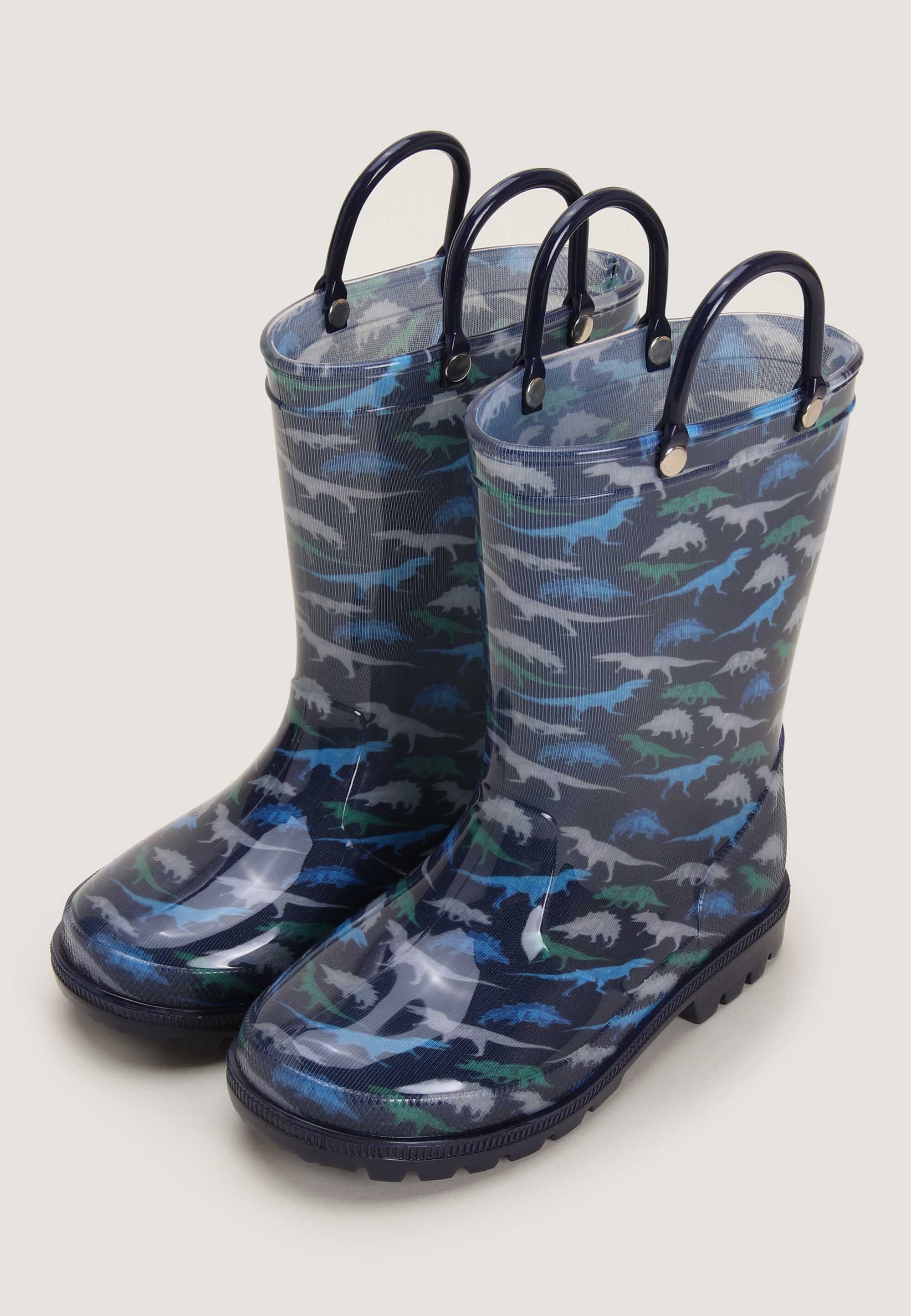 Boys Navy Dinosaur Print Wellies
