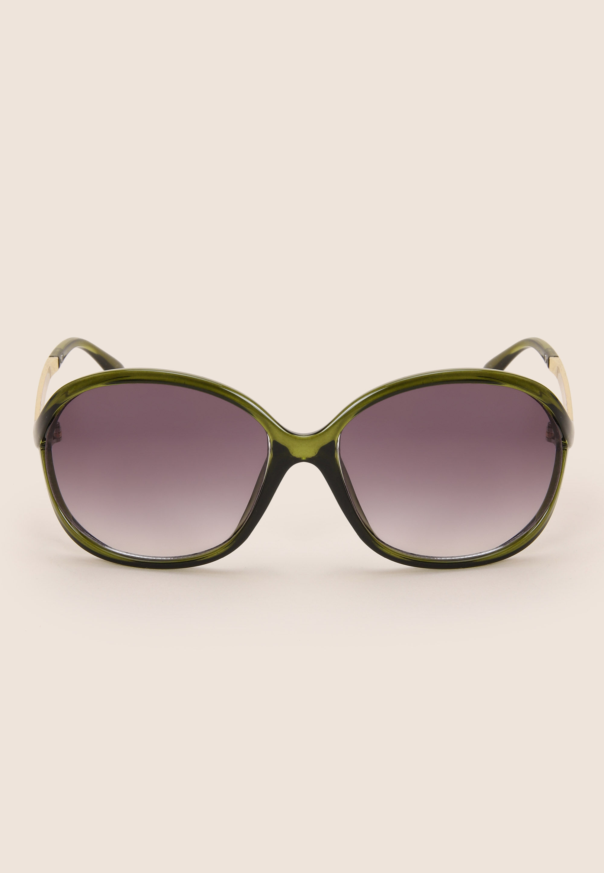 Womens Green Cut Out Large Rectangle Sunglasses