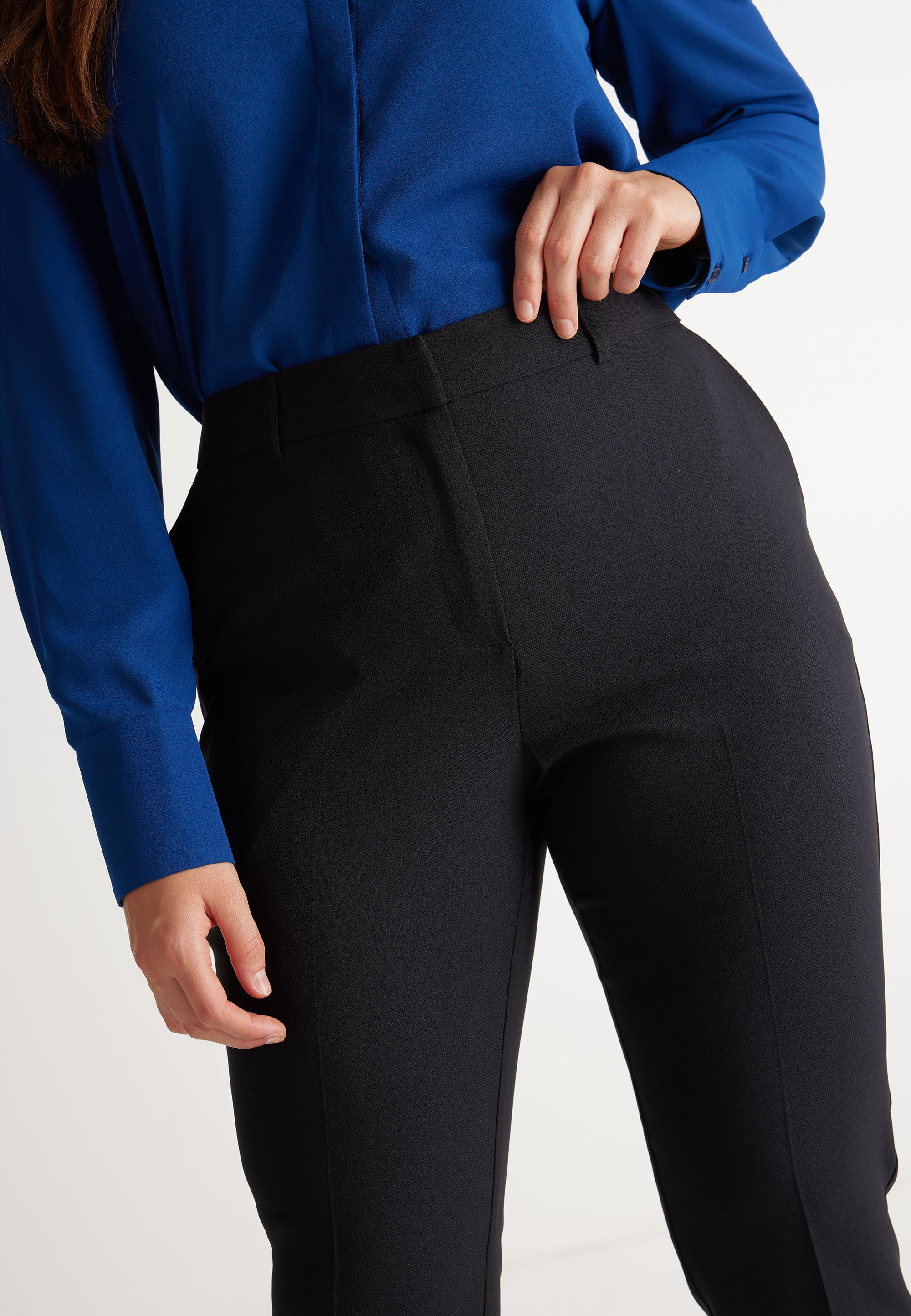 Womens Black Tapered Leg Trousers