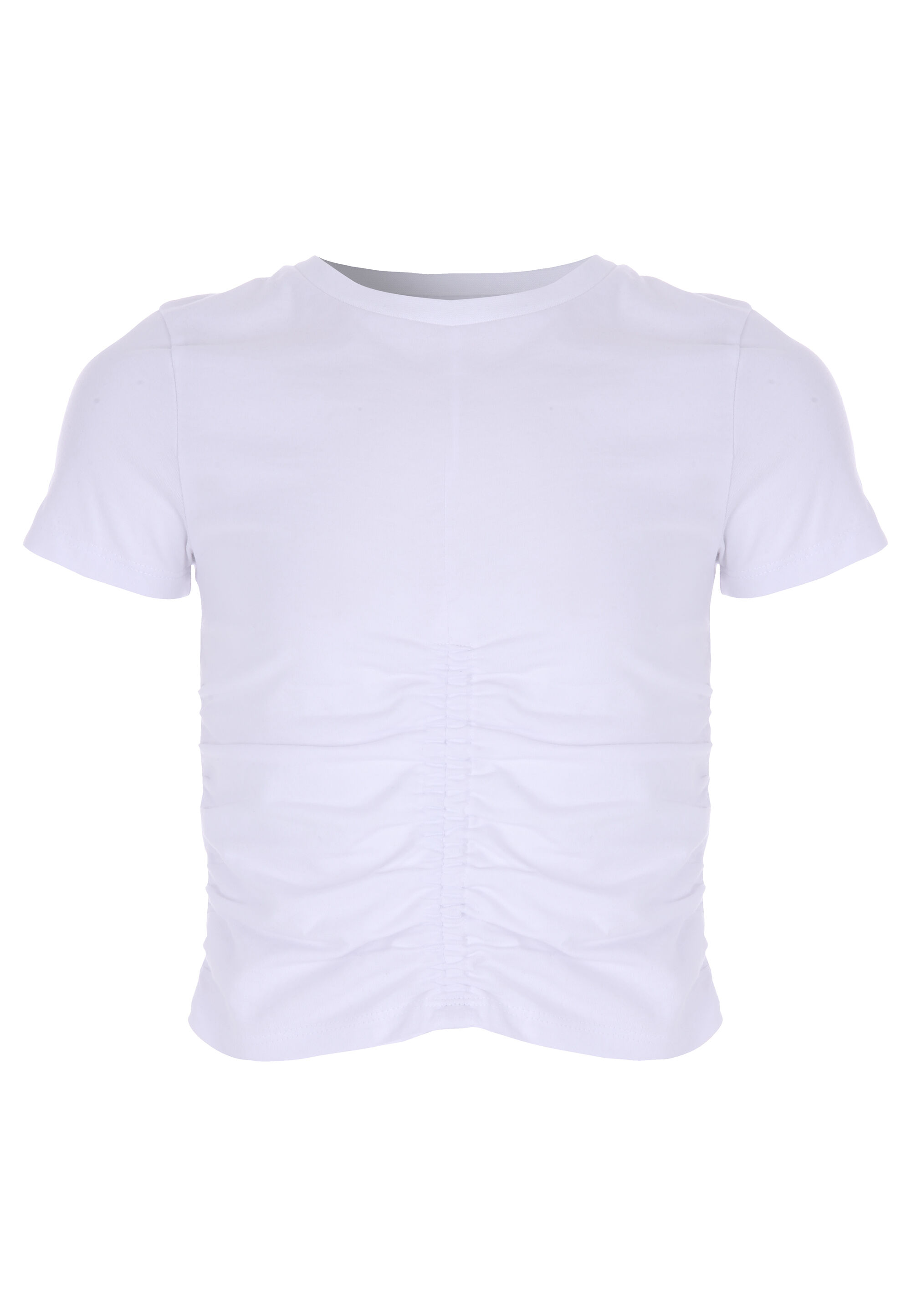 Older Girl White Ruched Top