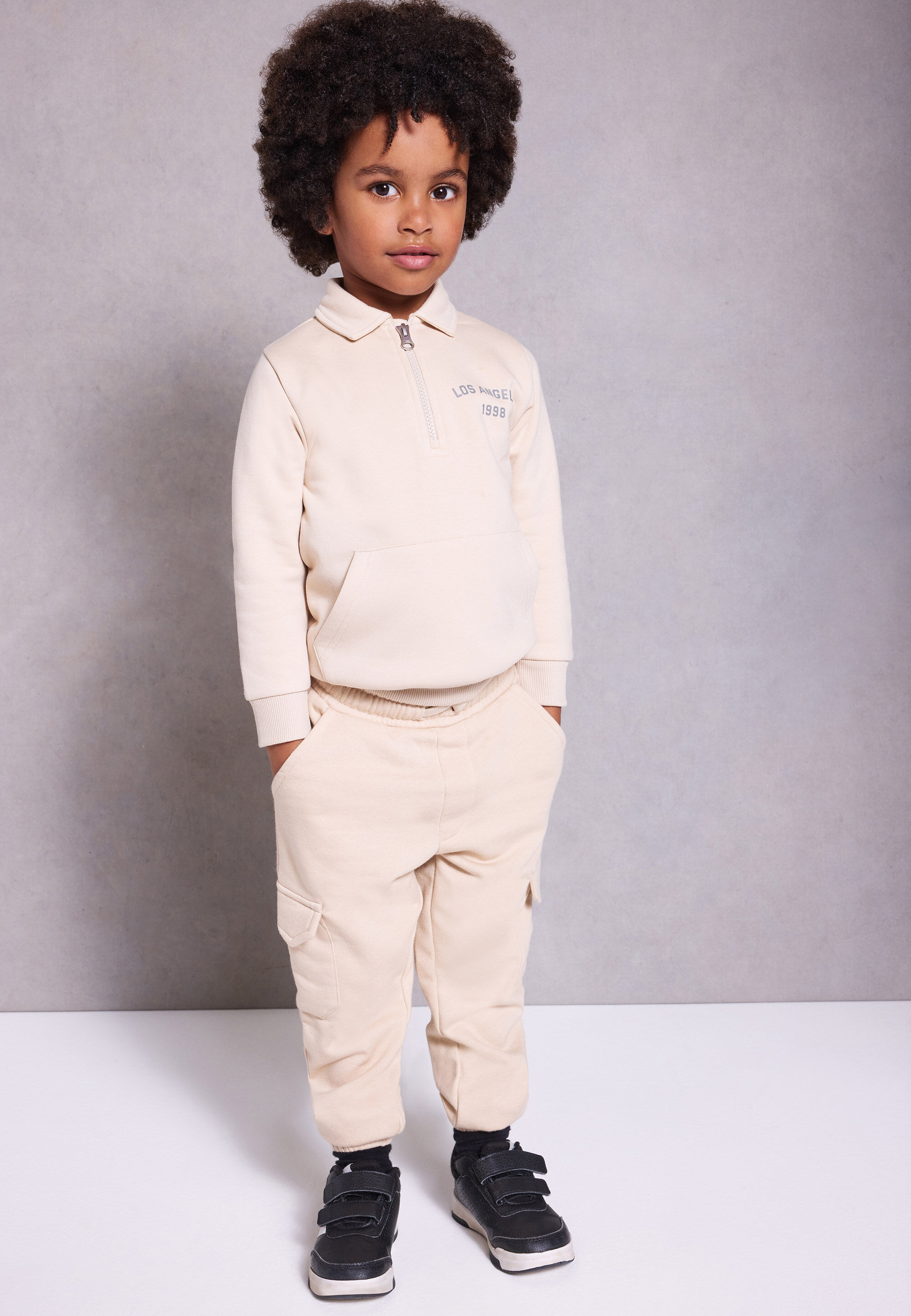 Younger Boys Stone Quarter Zip Collar Sweatshirt