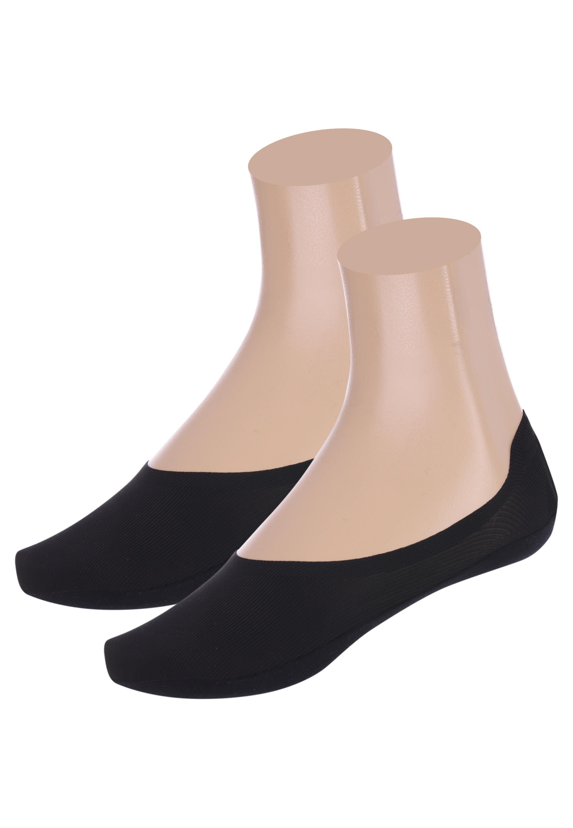 Womens 2pk Black Microfibre Footlets
