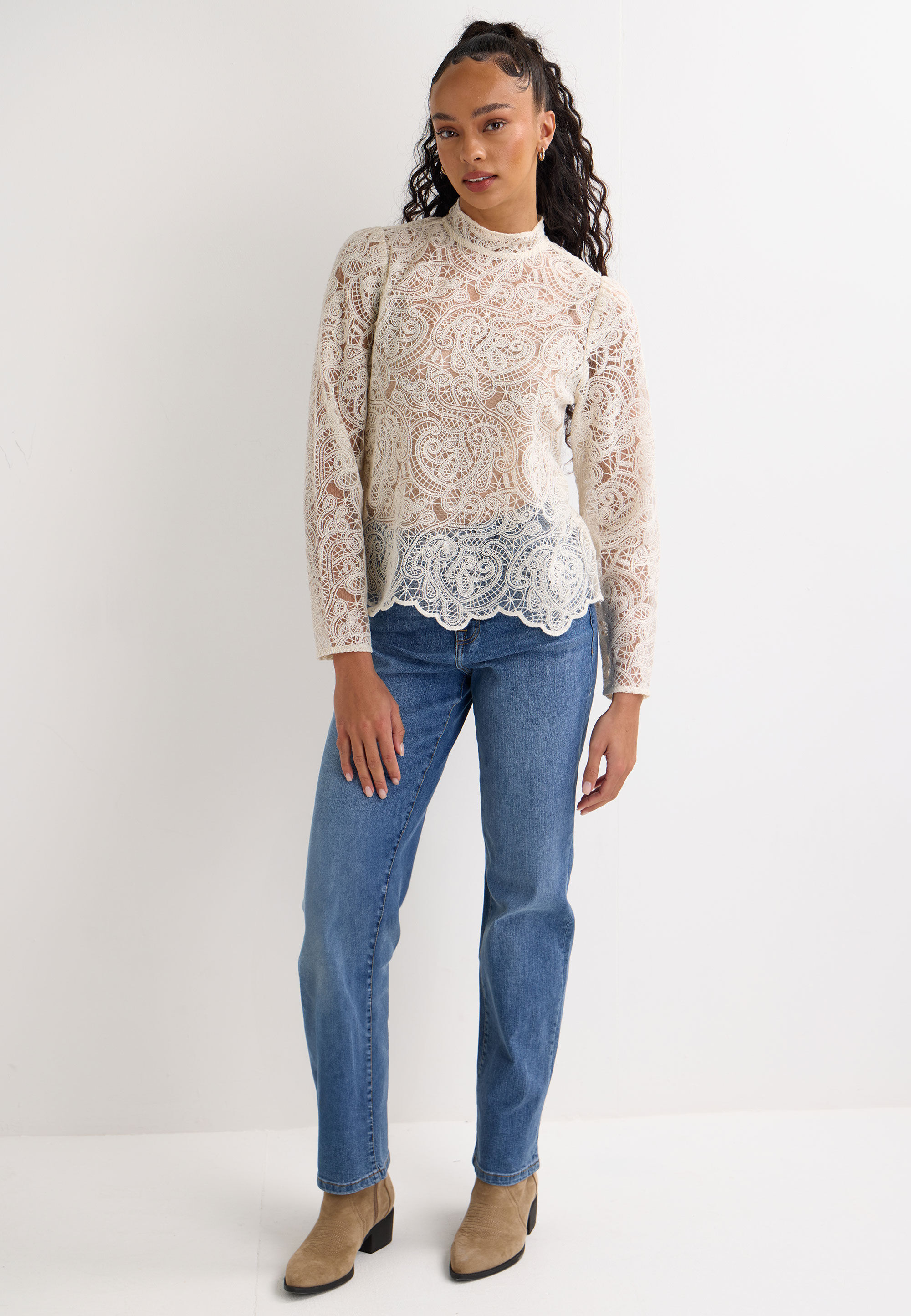 Womens Cream Prairie Lace Blouse